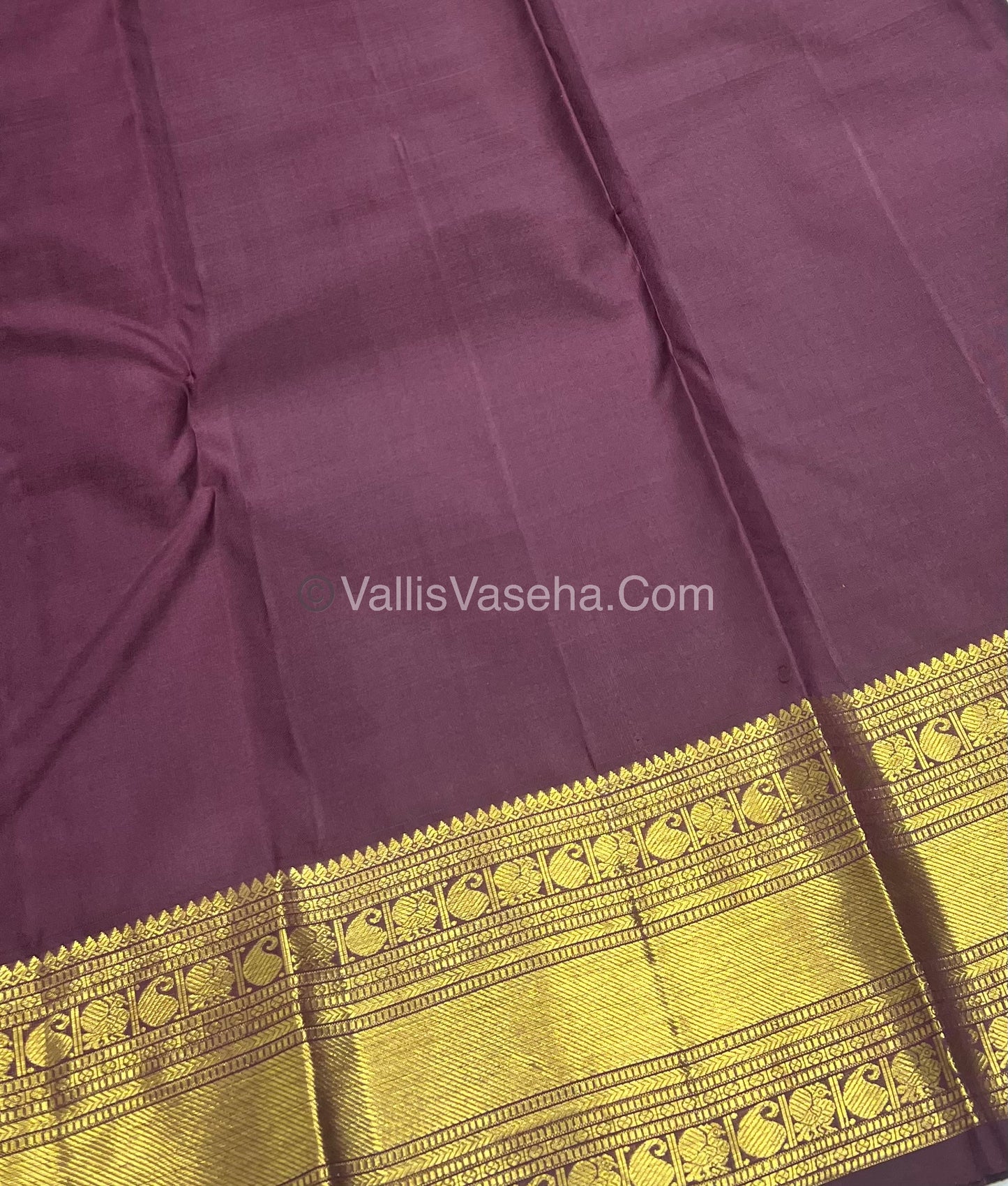 Pure Kanchipuram Silk Saree - Onion Pink With Brown Combo - VVPS010