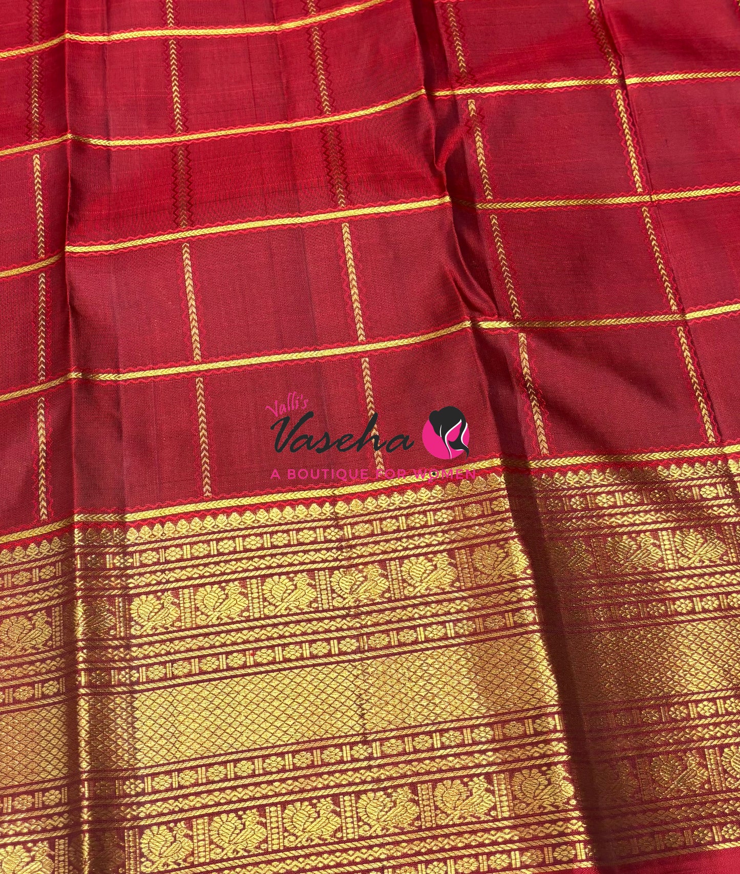 Pure Kanchipuram Silk Saree - Brown & Red Combo - VVPS074