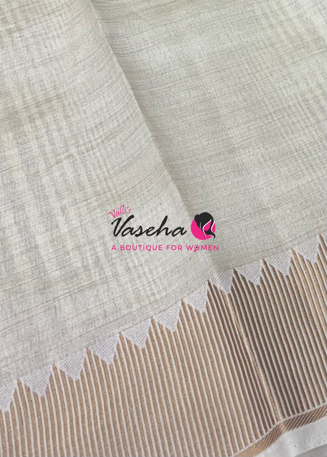 Semi Tussar Silk Saree | White Shade |VVSTS051