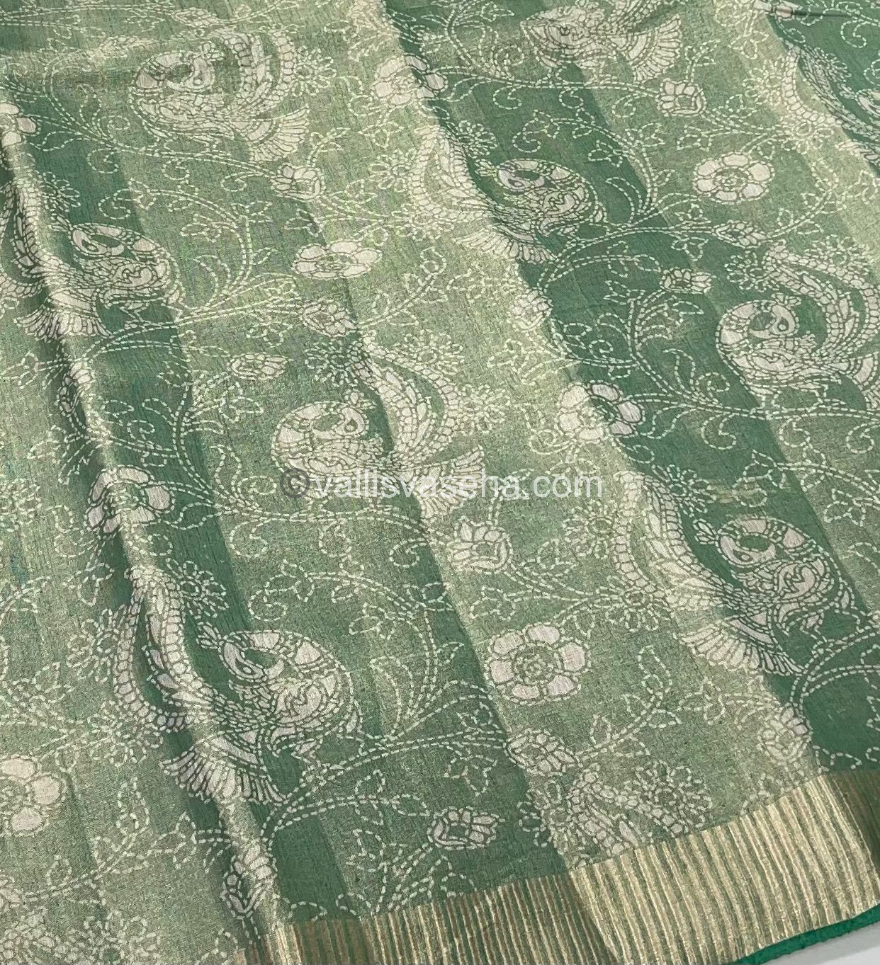 Semi Tussar Silk - Green Shade - VVSTS001
