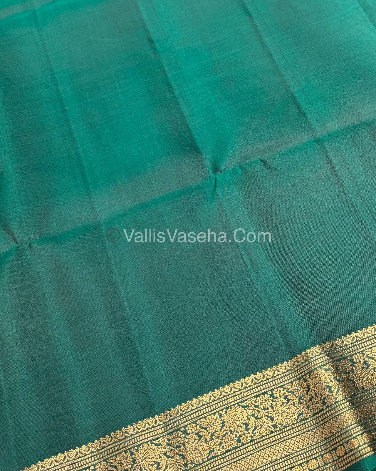 Pure Soft Silk Saree - Kanchi Border - Brown & Green Combo - VVPSS015