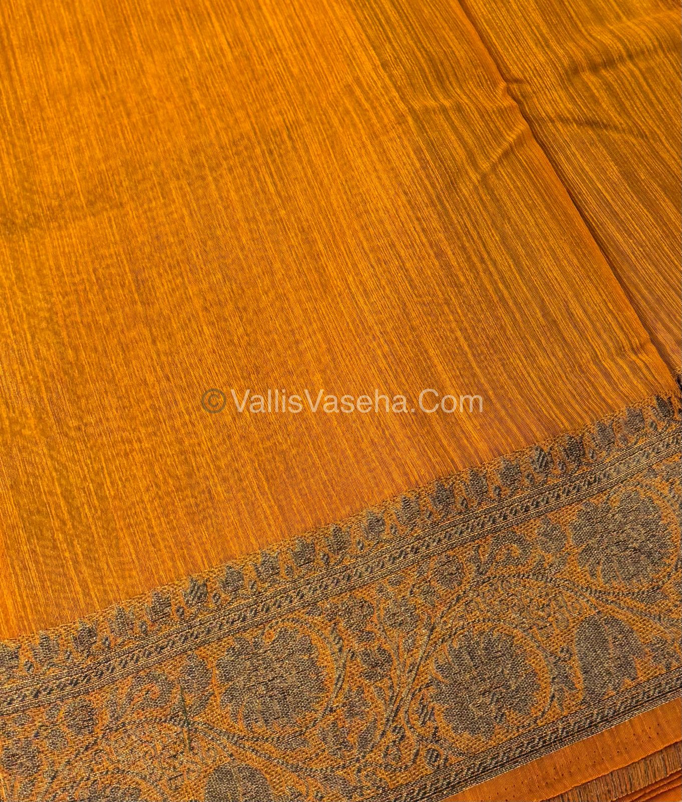 Bamboo Silk Saree - Black With Yellow Shade - VVBSS007
