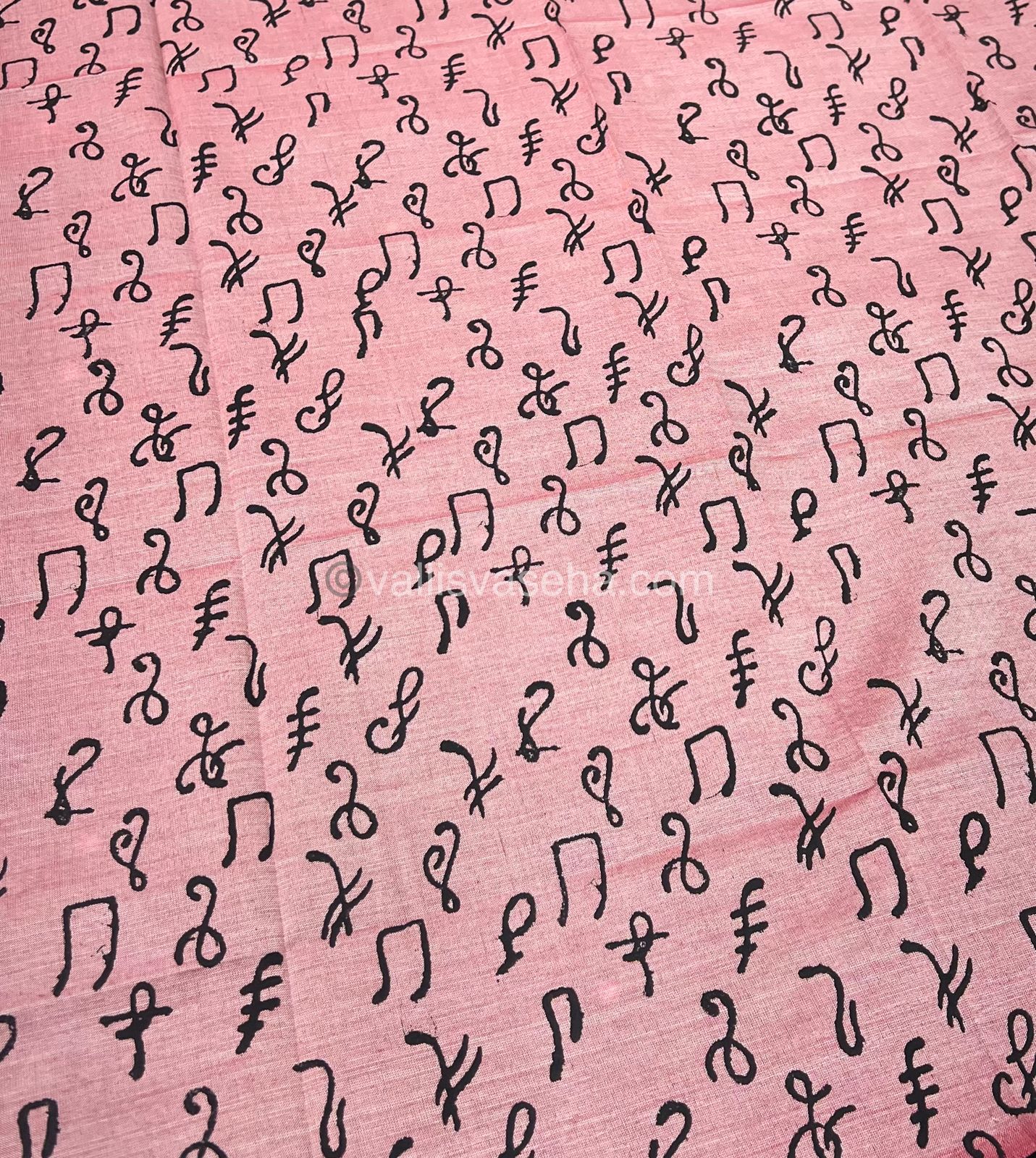 Poly Silk Mixed Cotton - Mirror Work Embroidery - Black with Pink - VVPCM001