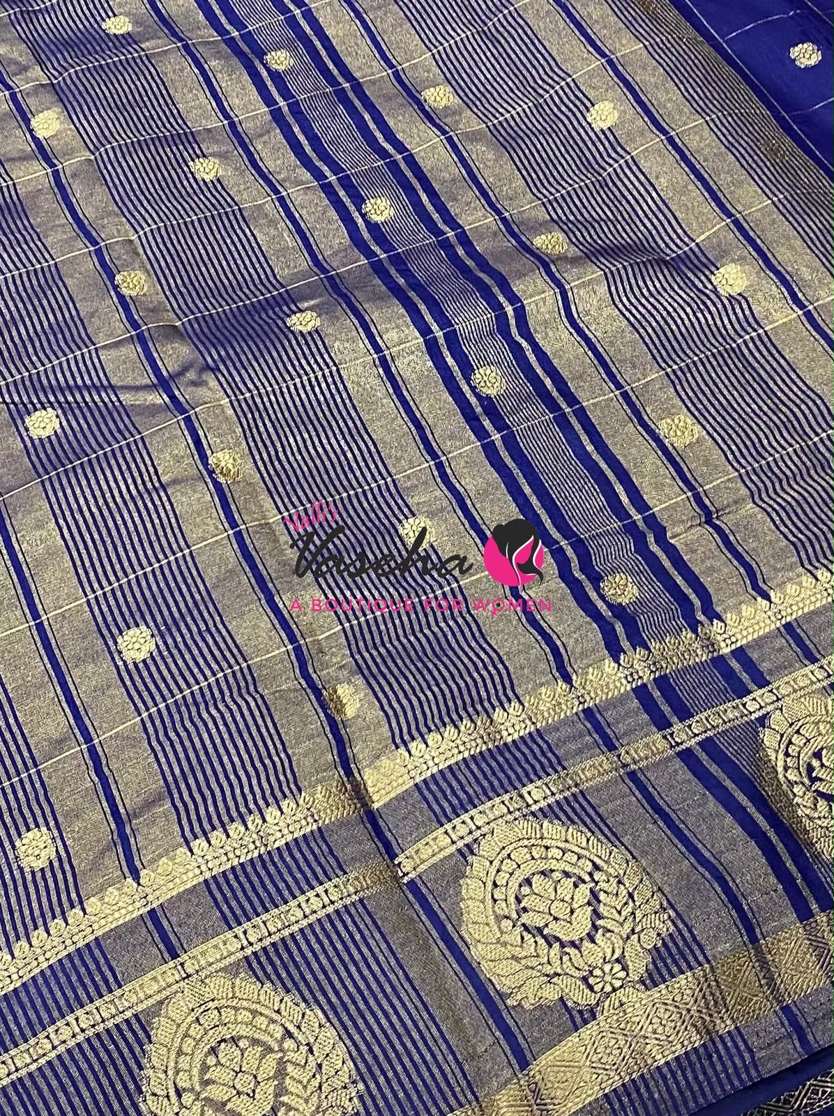 Semi Tussar Silk Saree | Dark Blue Shade |VVSTS060