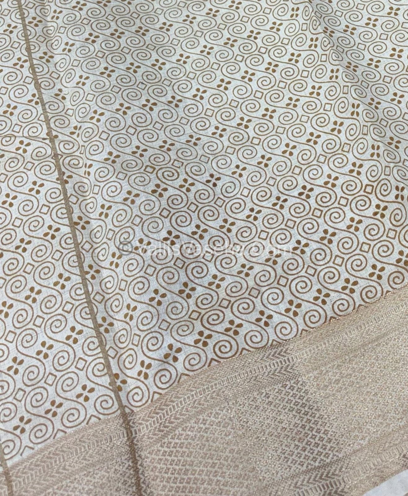 Semi Tussar Silk Saree - Ikkat / Pochampally Design - Cream Shade - VVSTS033