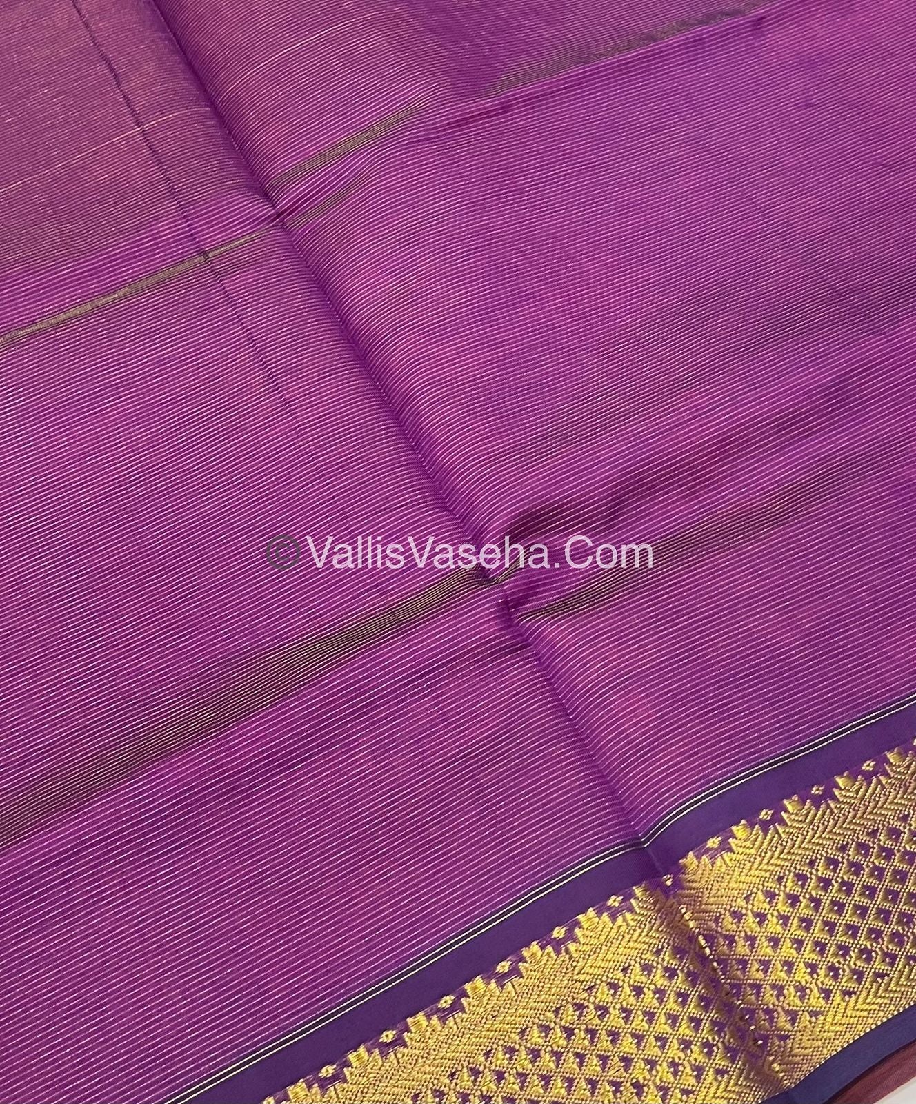 Semi Silk Cotton Saree - Peachish With Purple Shade - VVSSC008