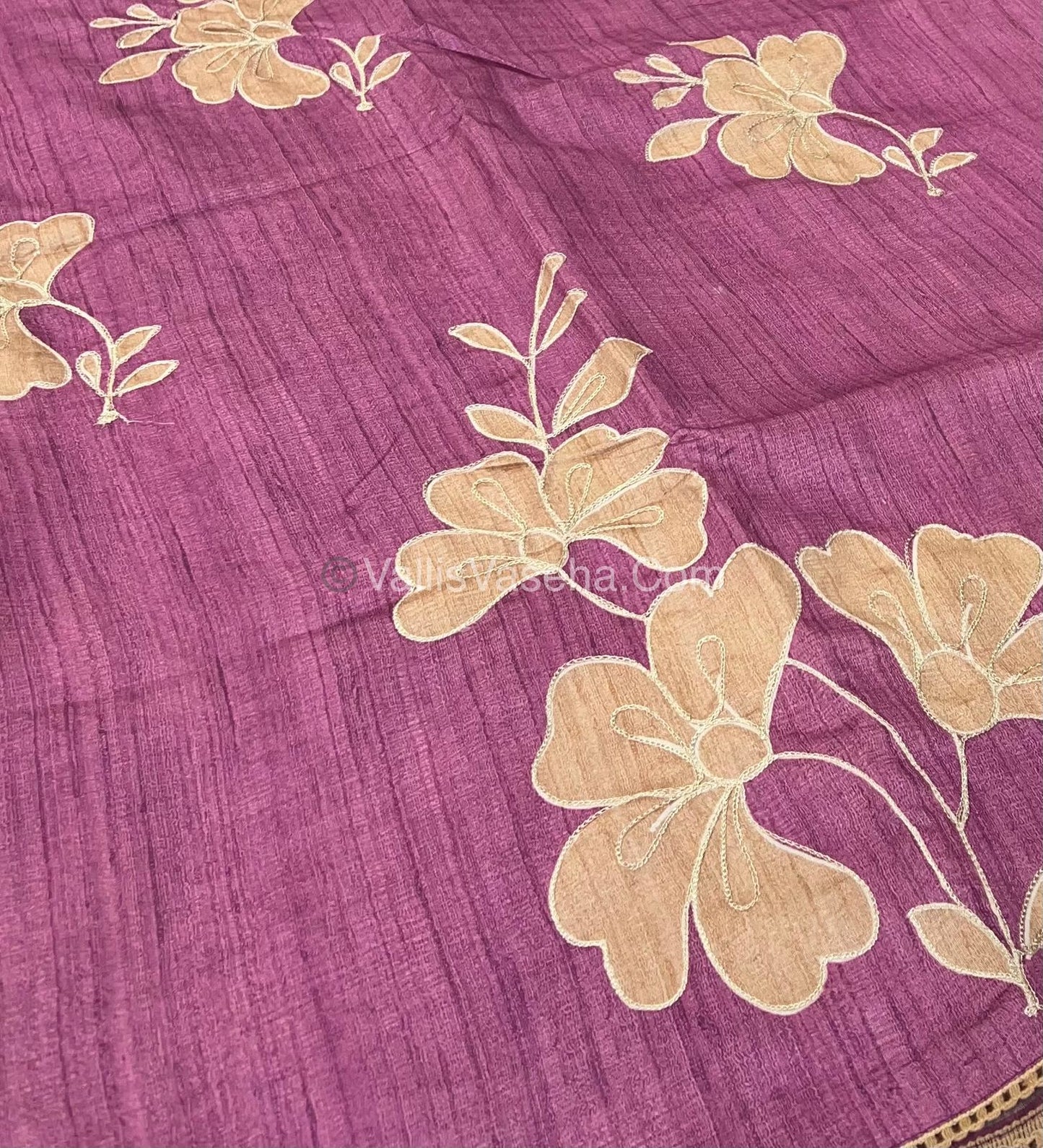 Semi Raw Silk with embroidery work - VVSRS001
