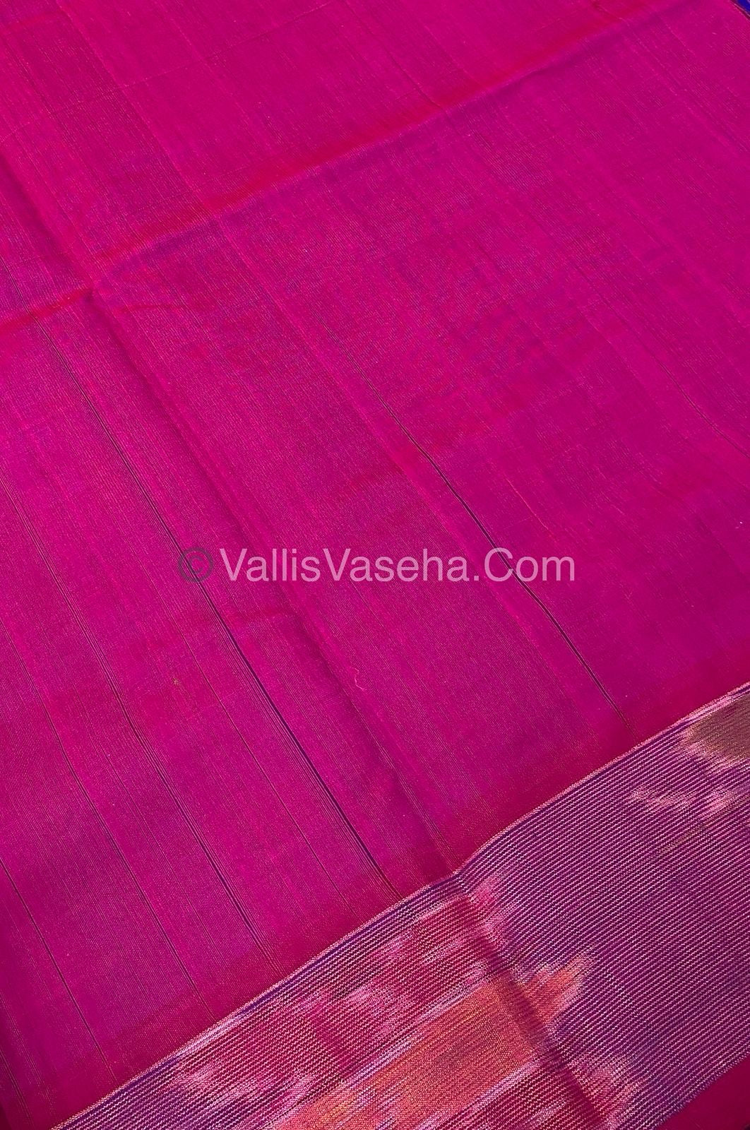 Semi Silk Cotton Saree - Ink Blue & Pink - VVSSC001