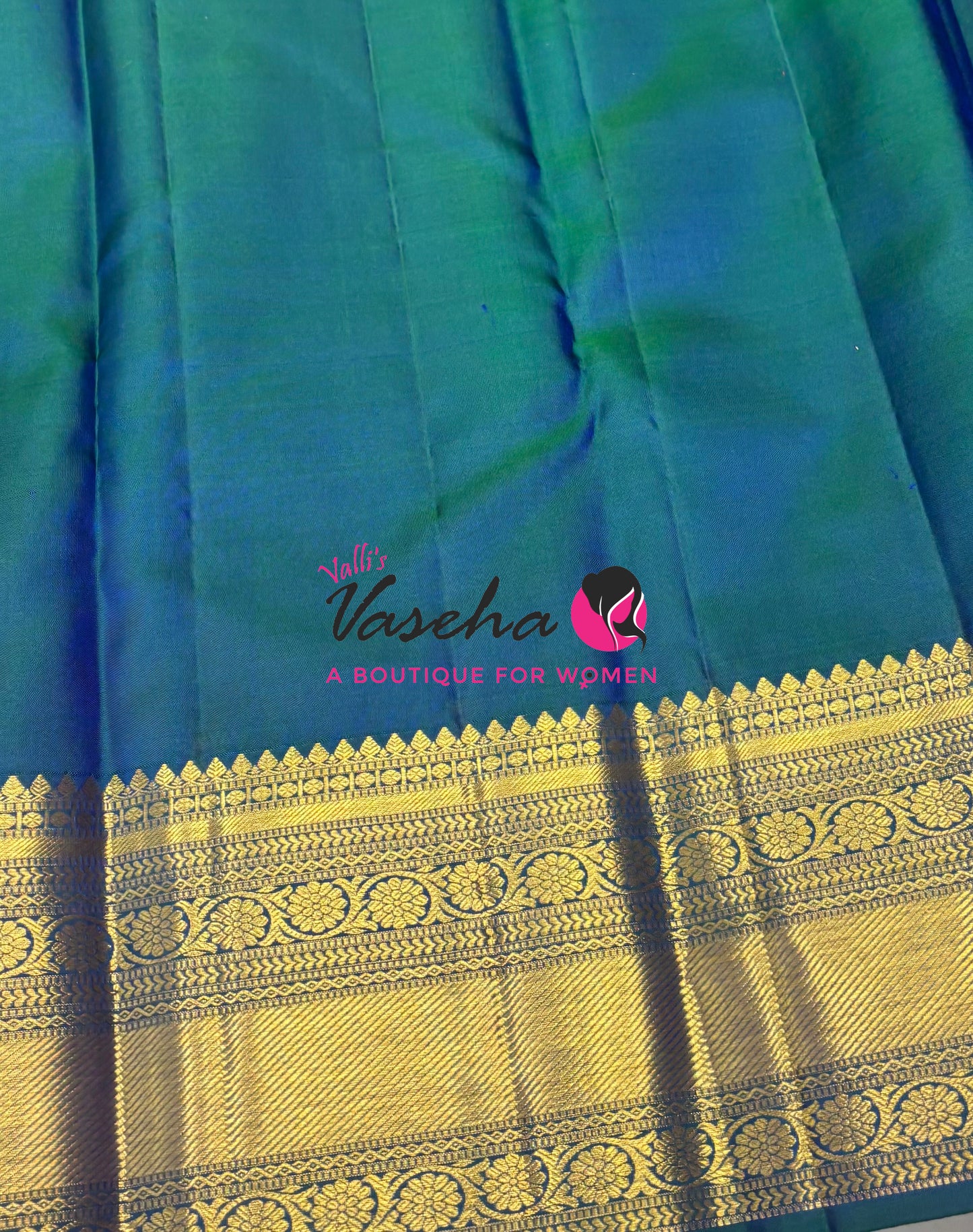 Pure Bridal Kanchipuram Silk Saree - Blue & Peacock Blue Combo - VVPS092