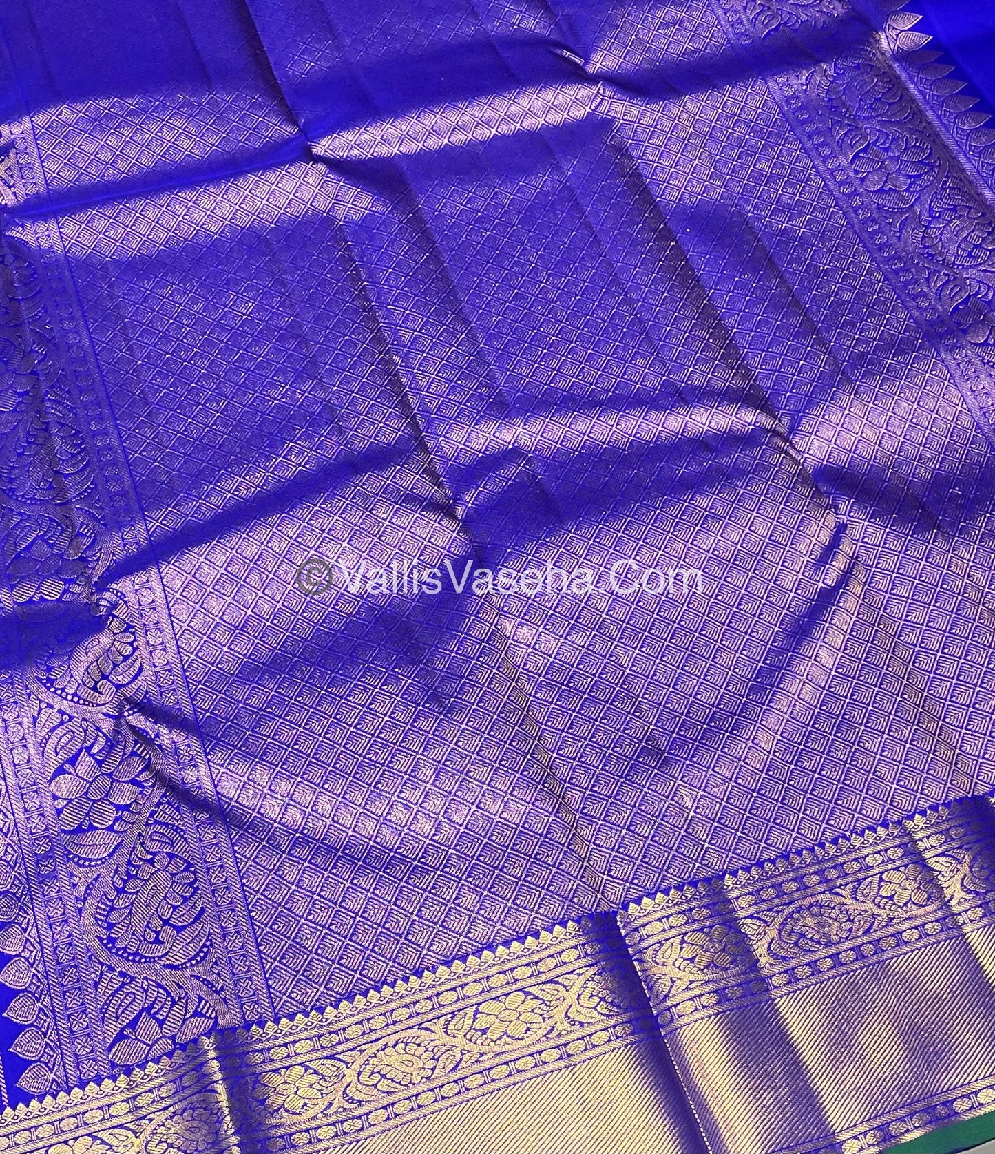 Pure Kanchipuram Silk Saree - Double Tone Bluish Green & Blue Combo - VVPS014