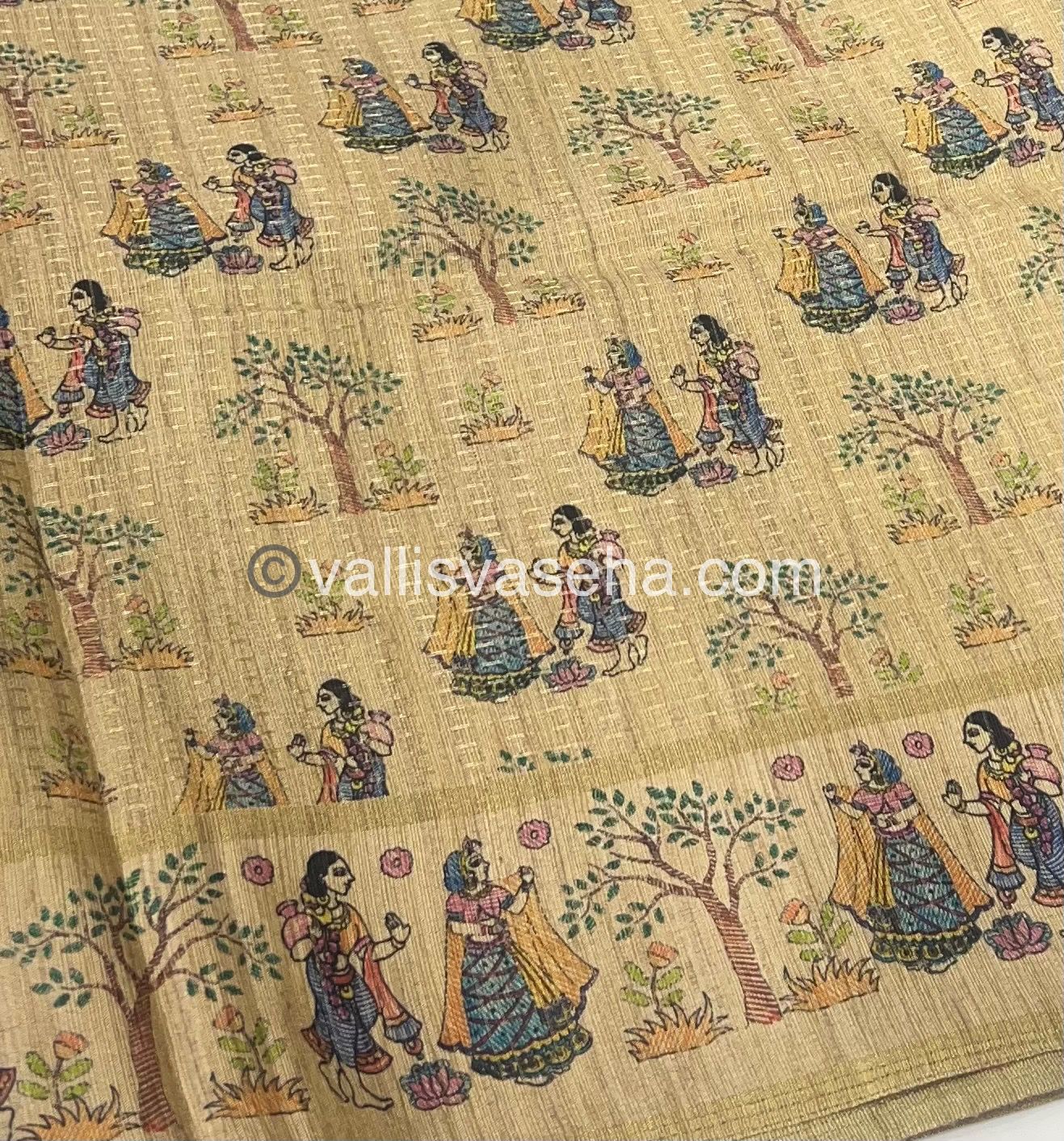 Semi Tussar Silk - Vairavoosi Design - Lavender & Cream Shade - VVSTS030