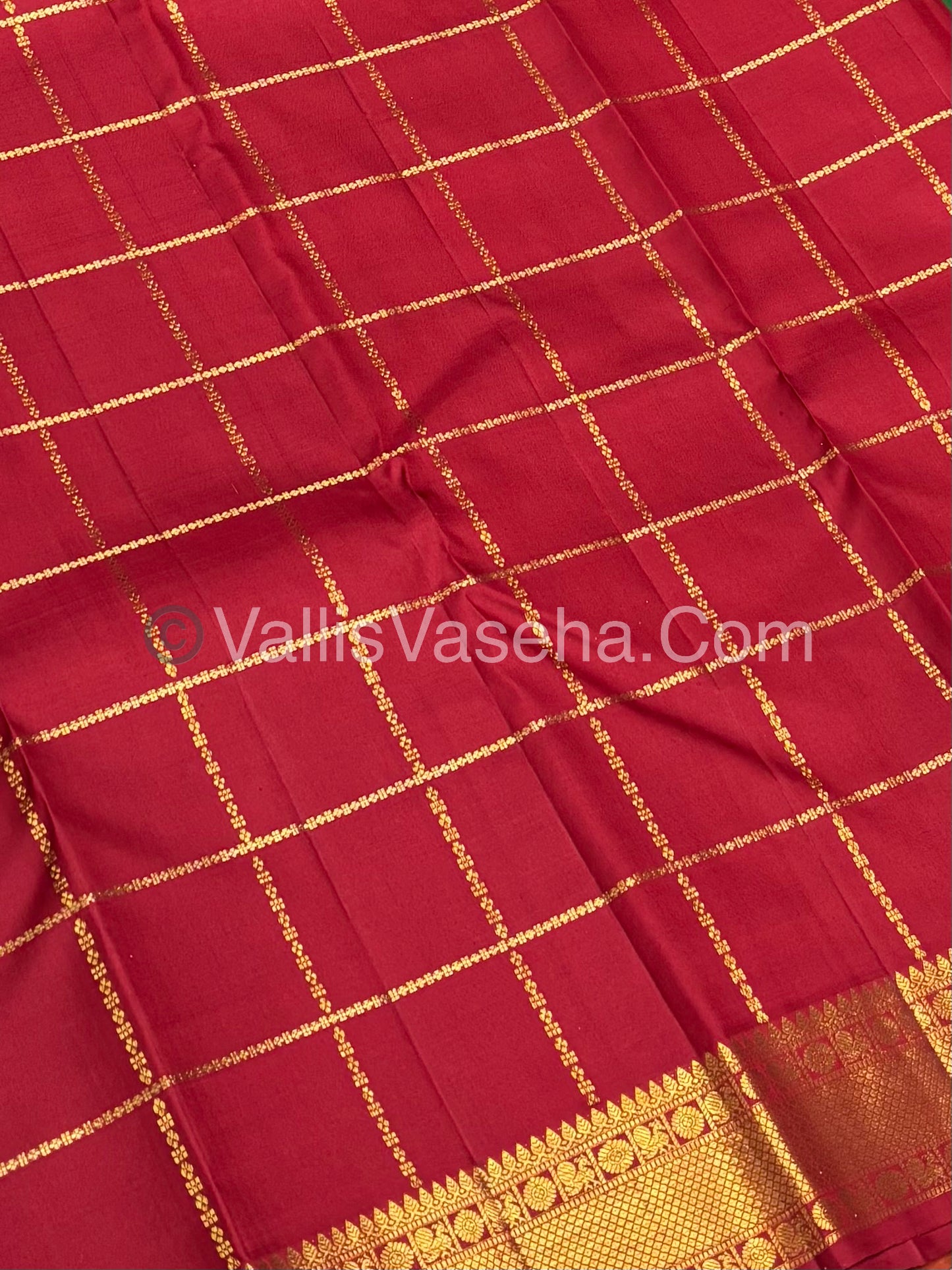 Pure Kanchipuram Silk Saree | Pazhum Pazhamum Checks |VVPS017