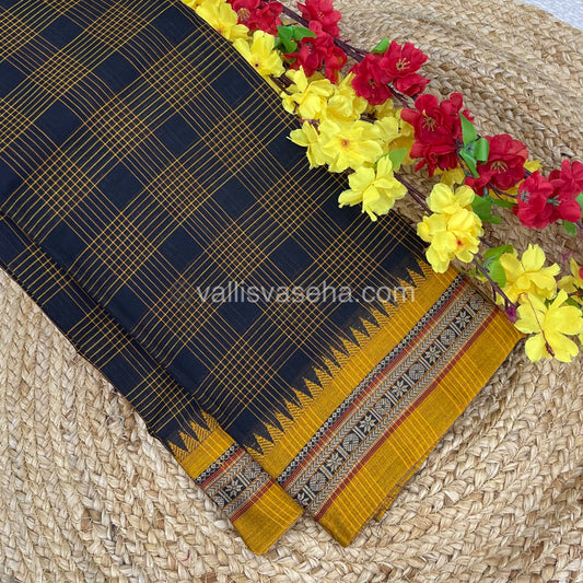 Narayanapet Mercerised Cotton Saree - All Over Checks Pattern-VVNMC001