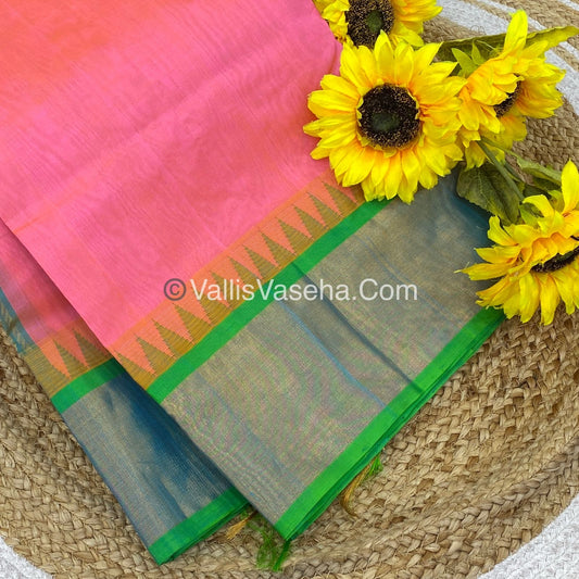 Pure Korvai Silk Cotton Saree - Temple border - VVKSC001