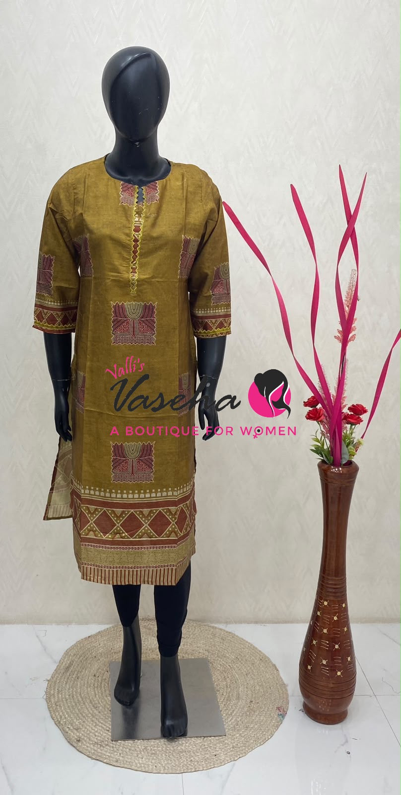 Ready Made - Semi Muslin Silk - Straight Cut Kurti - VVRK009