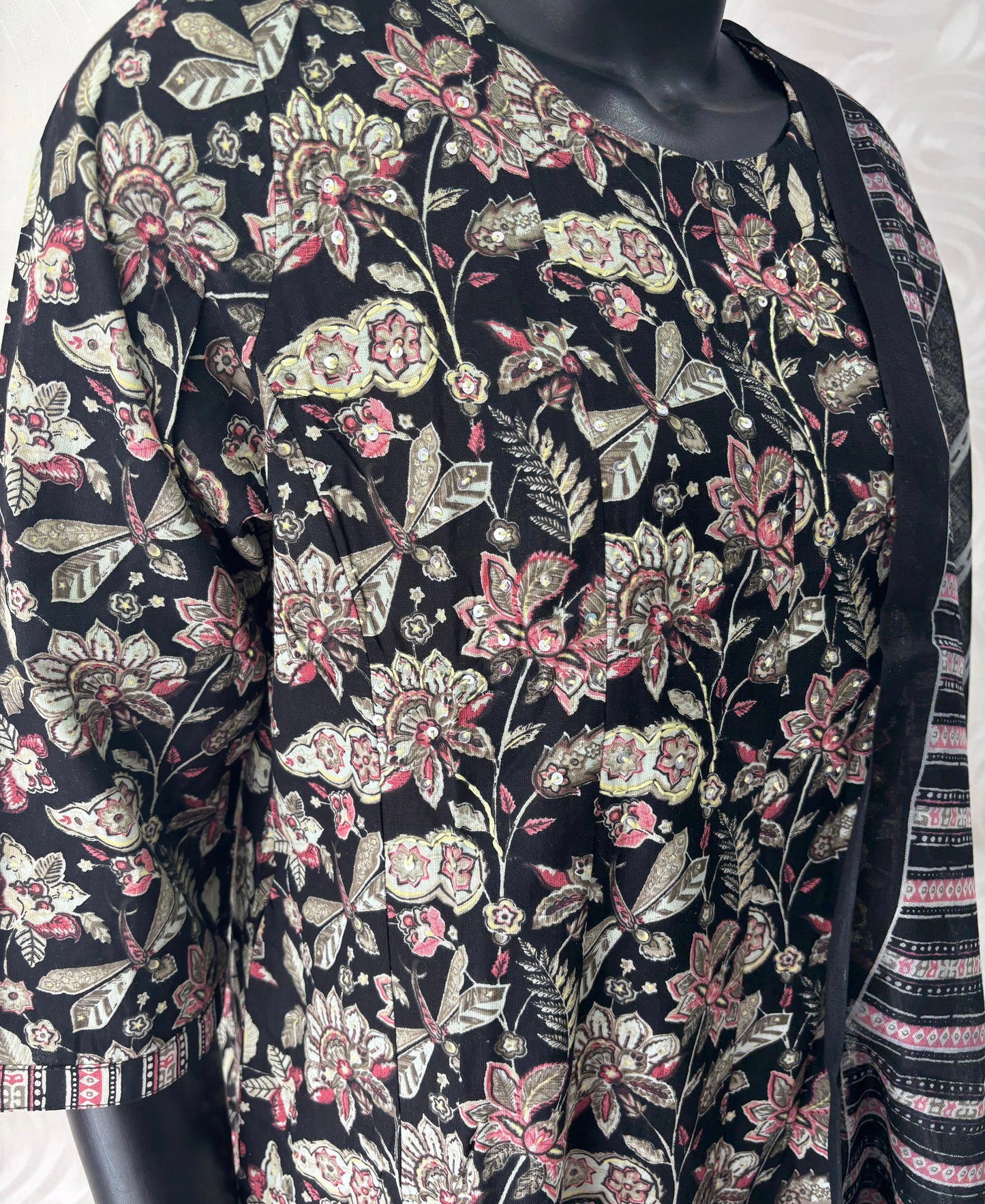 Ready Made - Anarkali - Salwar, Kameez & Duppatta(3pc)- Printed Cotton - VVAS006