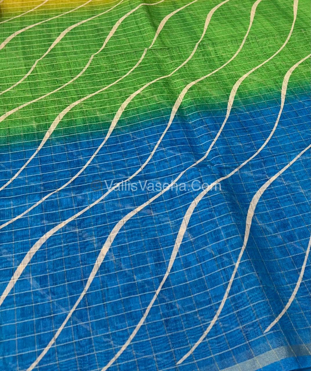 Semi Chanderi Saree - Fusion Of Bandhini & Madhubani- VVSCS002