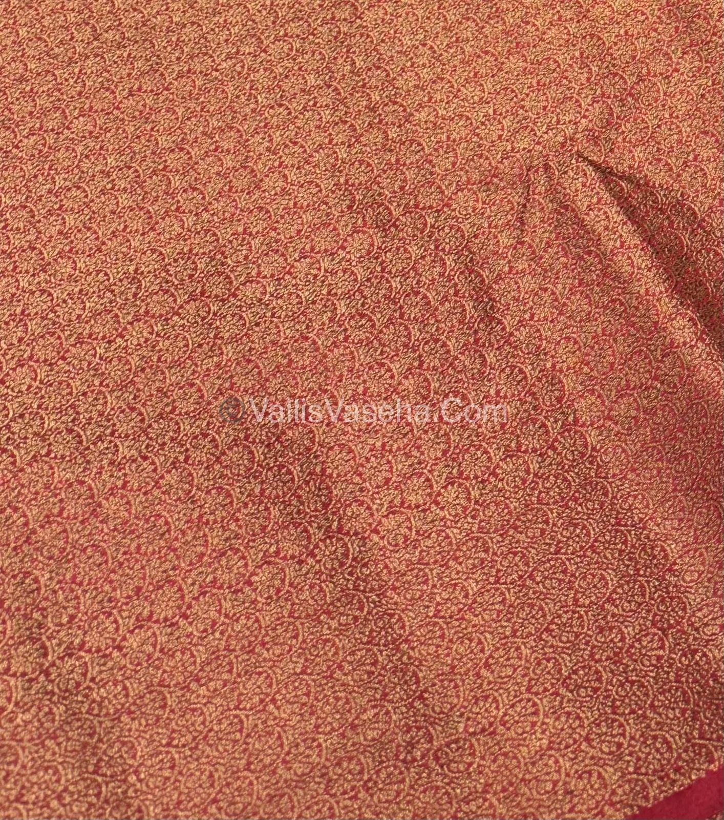 Bamboo Silk Saree - Creamish Chikku ( Beige Color) with maroon Shade - VVBSS001