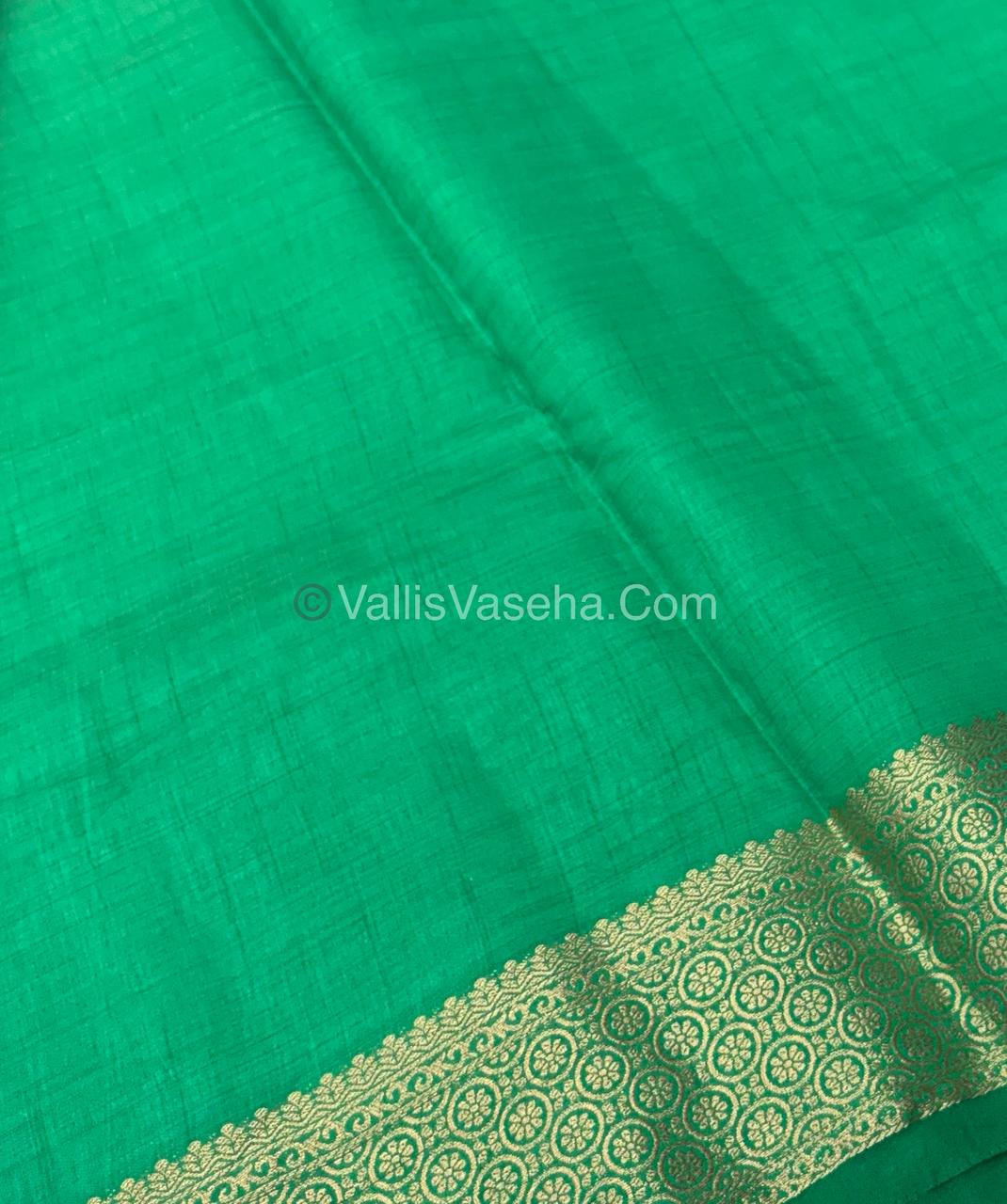 Semi Tussar Silk - Grand Pallu - Ramar Green Shade - VVSTS025