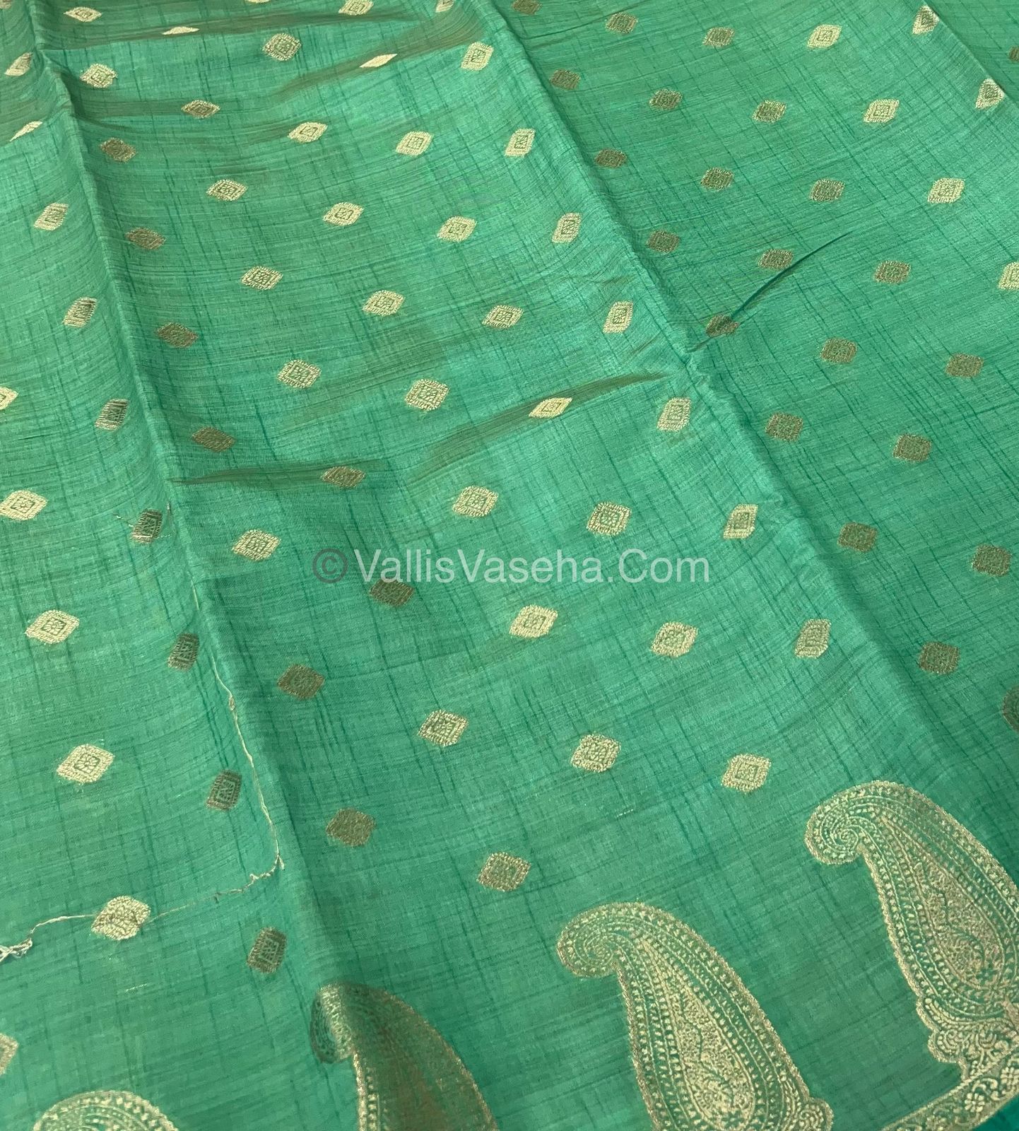 Semi Tussar Silk Saree - Sea Green shade - VVSTS010