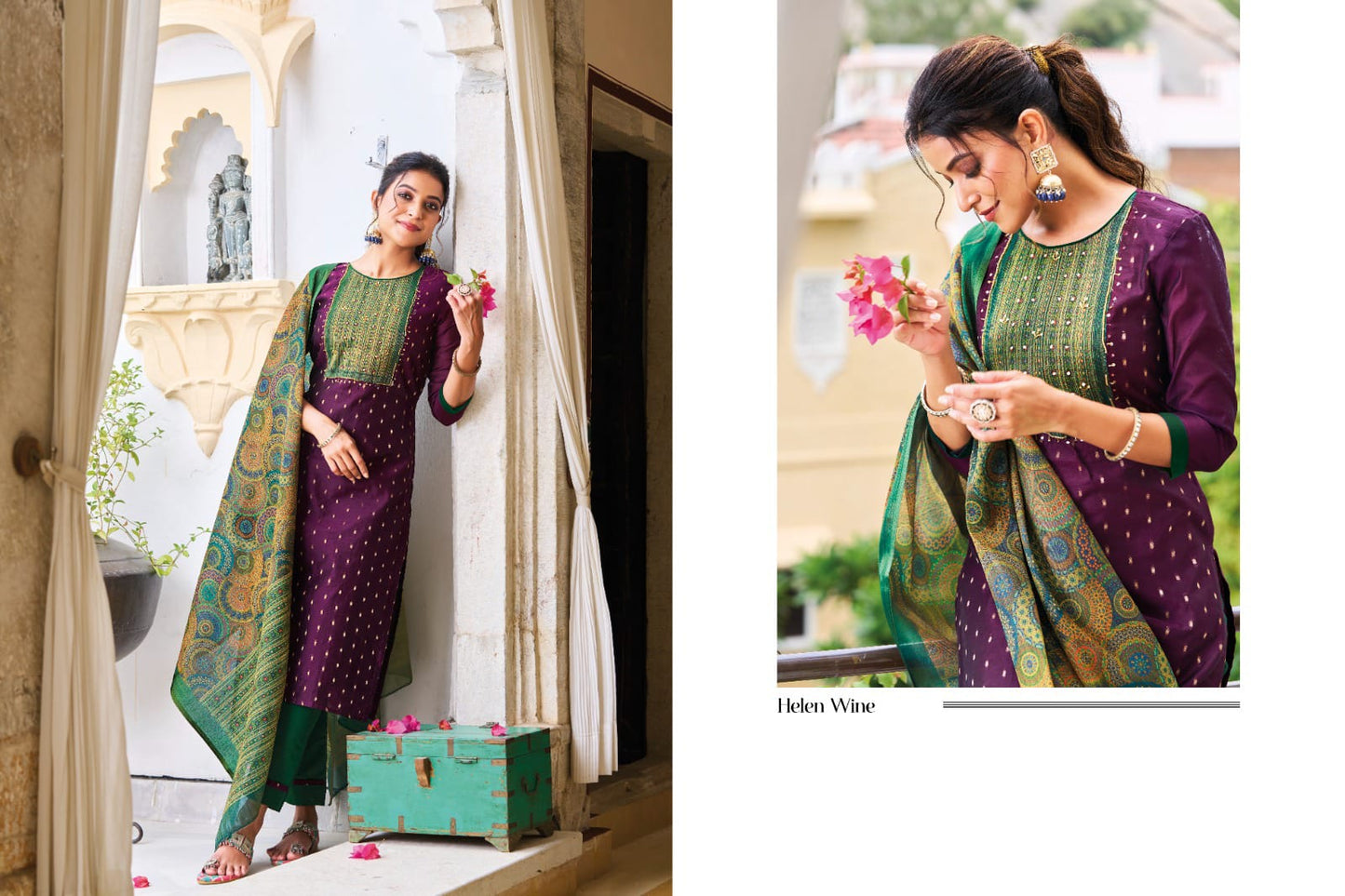 Salwar Material - Embroidered - Linen Mixed Cotton - VVUSM015