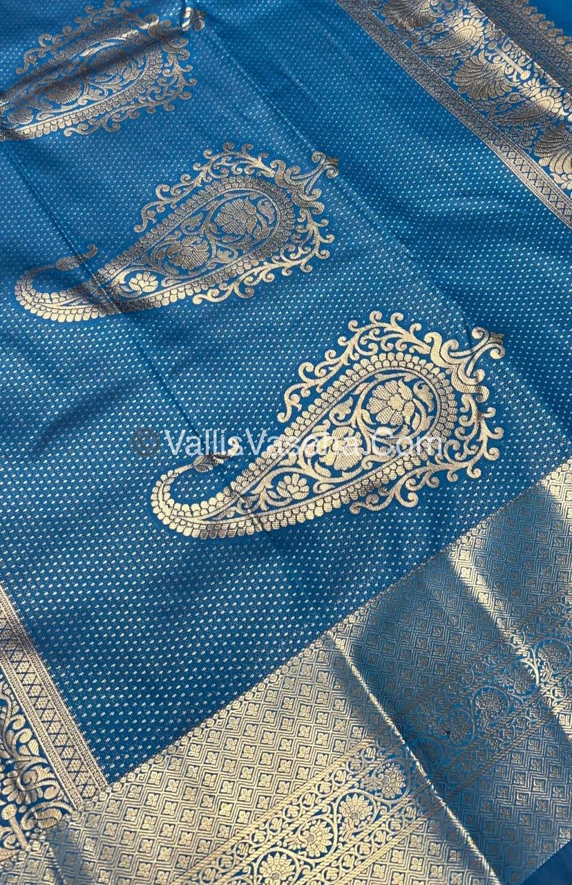 Semi Kanchipuram Silk - Blue Shade - VVSKS002