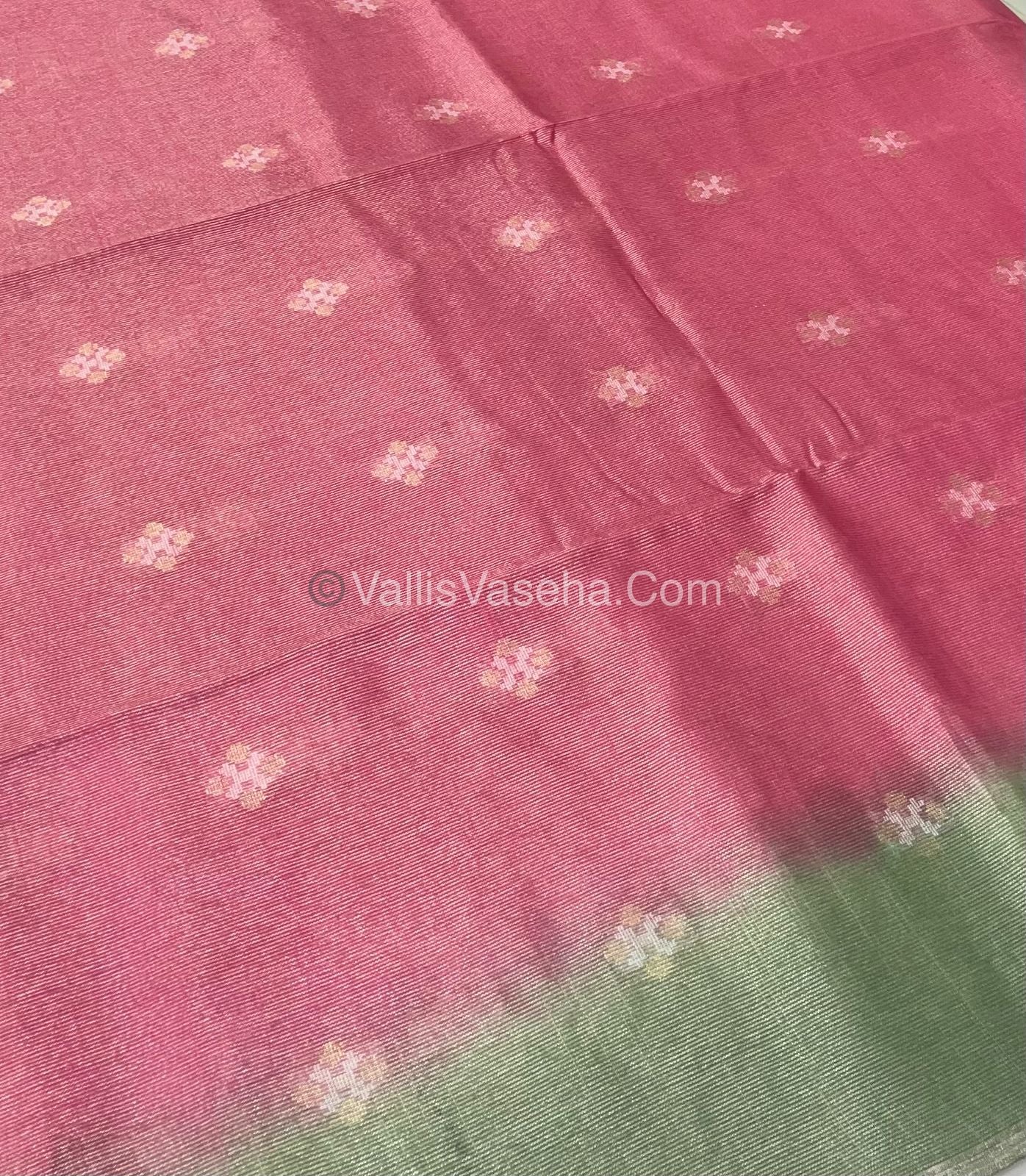 Bhagalpuri Silk - Vaira Voosi Lines - Pink & Light Pastel Green Combo - VVBSV001