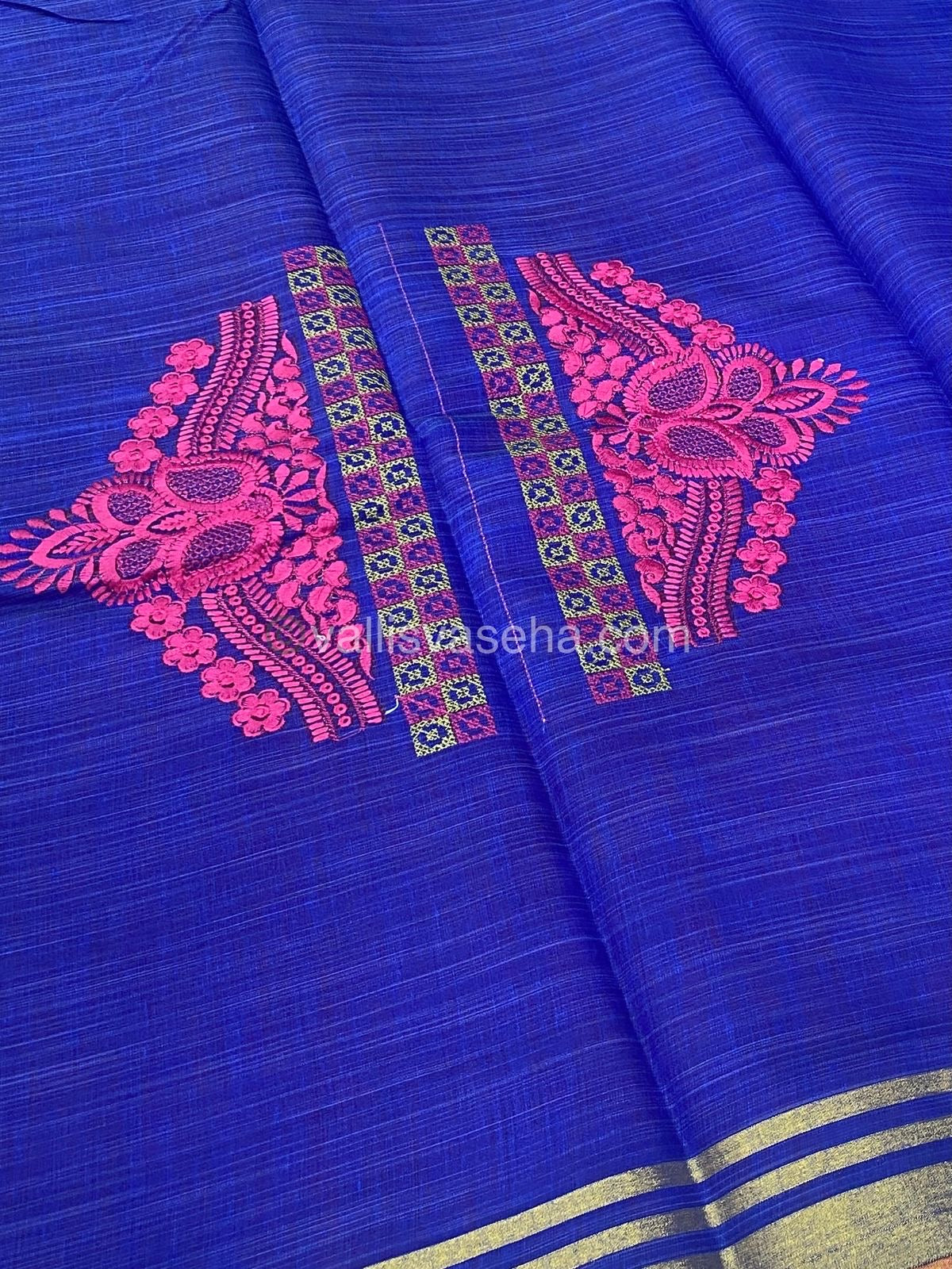 Mixed Cotton Saree | Dark Pink And Blue | Happy sale | 30% less - VVHS005