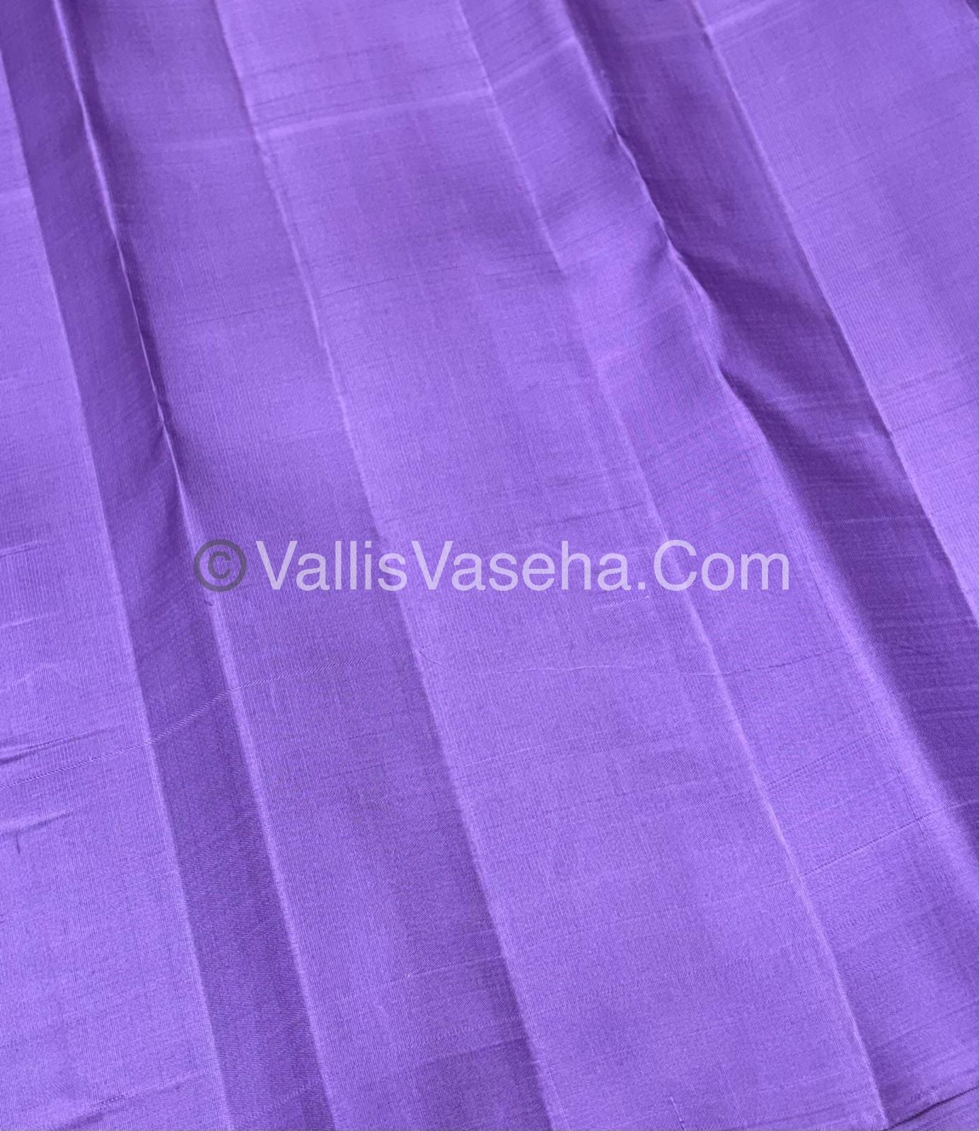 Pure Vintage Korvai Kanchipuram Silk Saree - Green & Lavender Combo - VVPS022