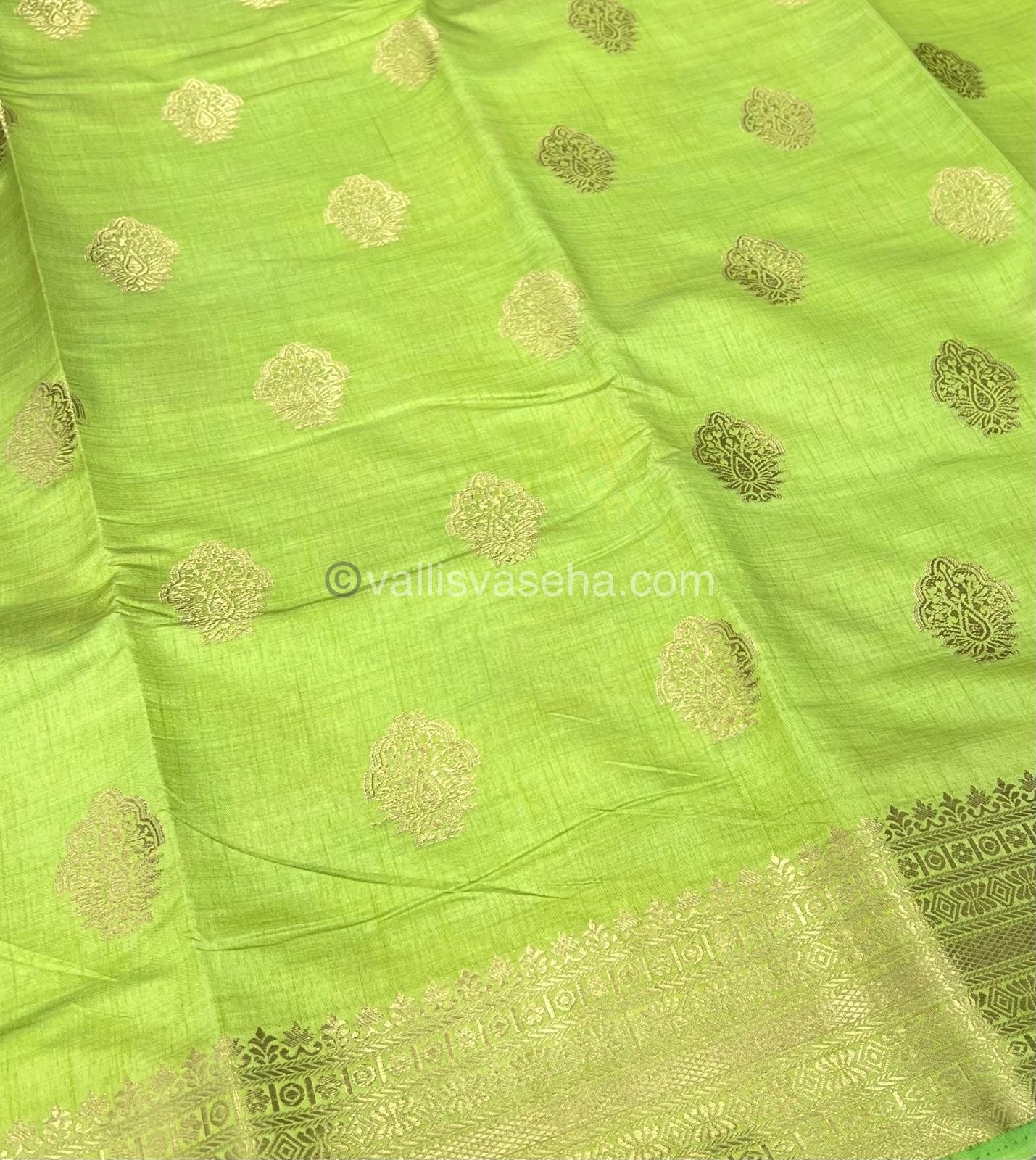 Semi Tussar Silk Saree - Pista Green Shade - VVSTS008