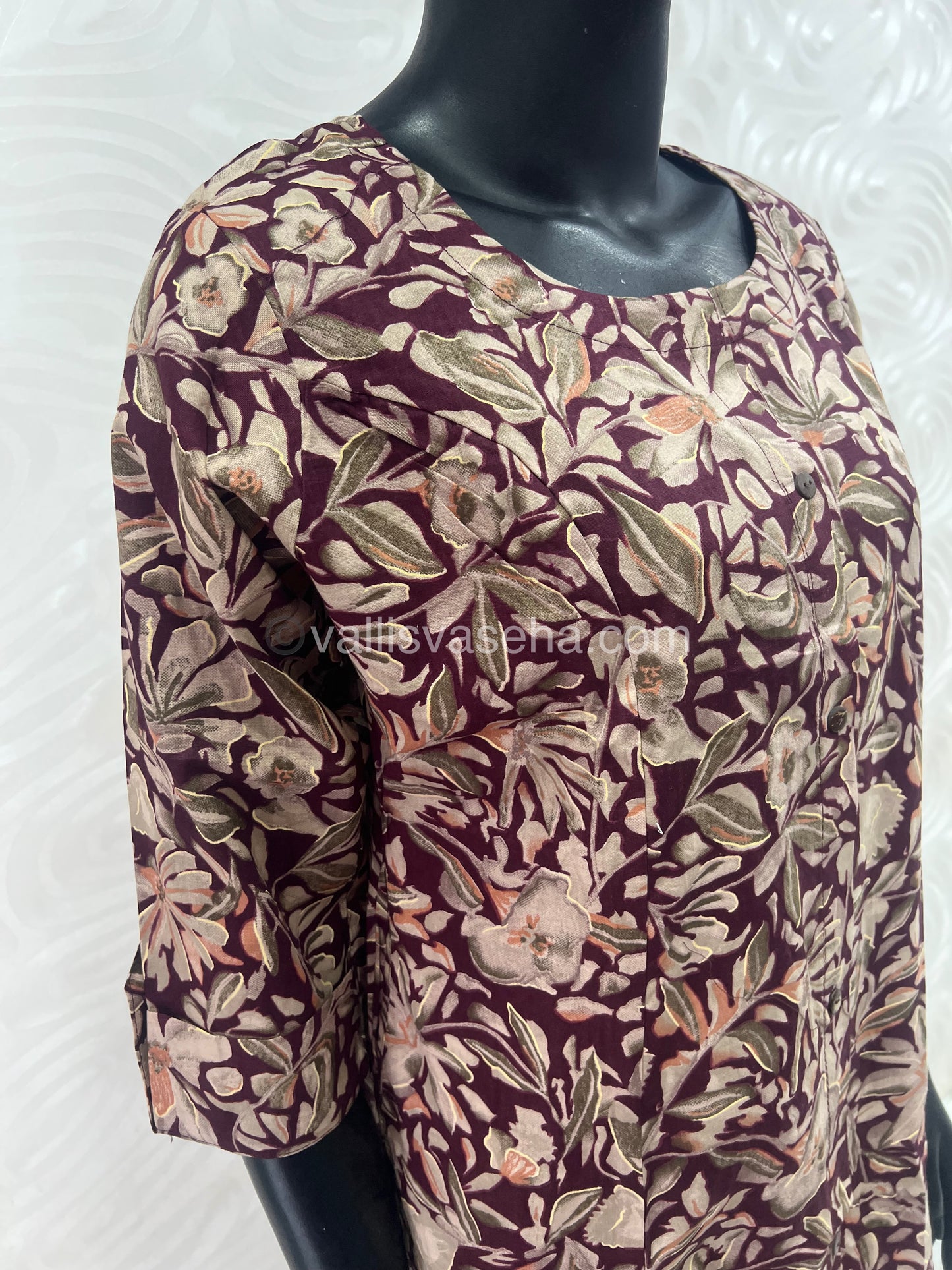 Slub Cotton - Printed Kurti - A - Line Cut - VVALK001