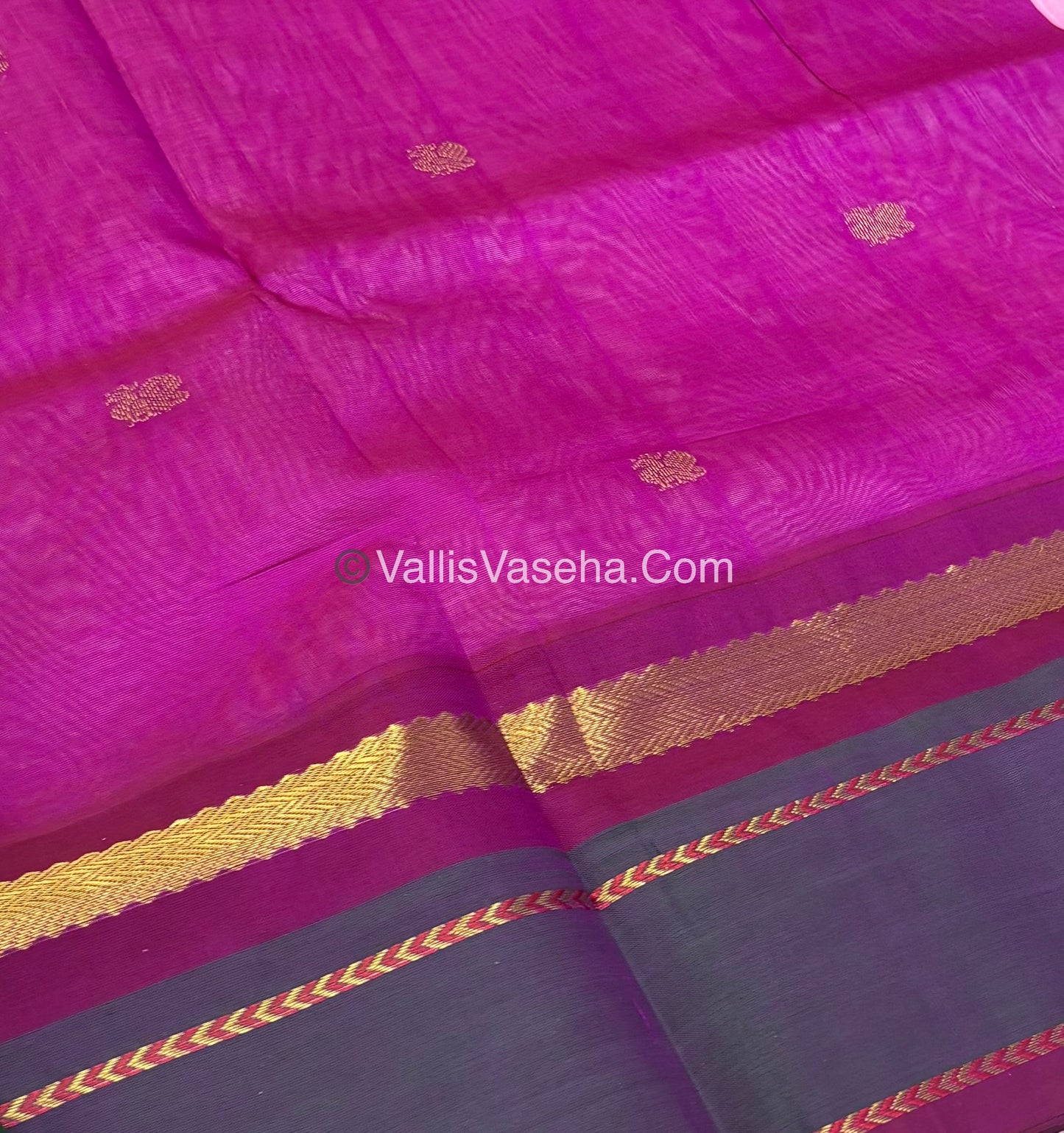 Pure Korvai Silk Cotton With Peacock Butta Border - VVKSC018