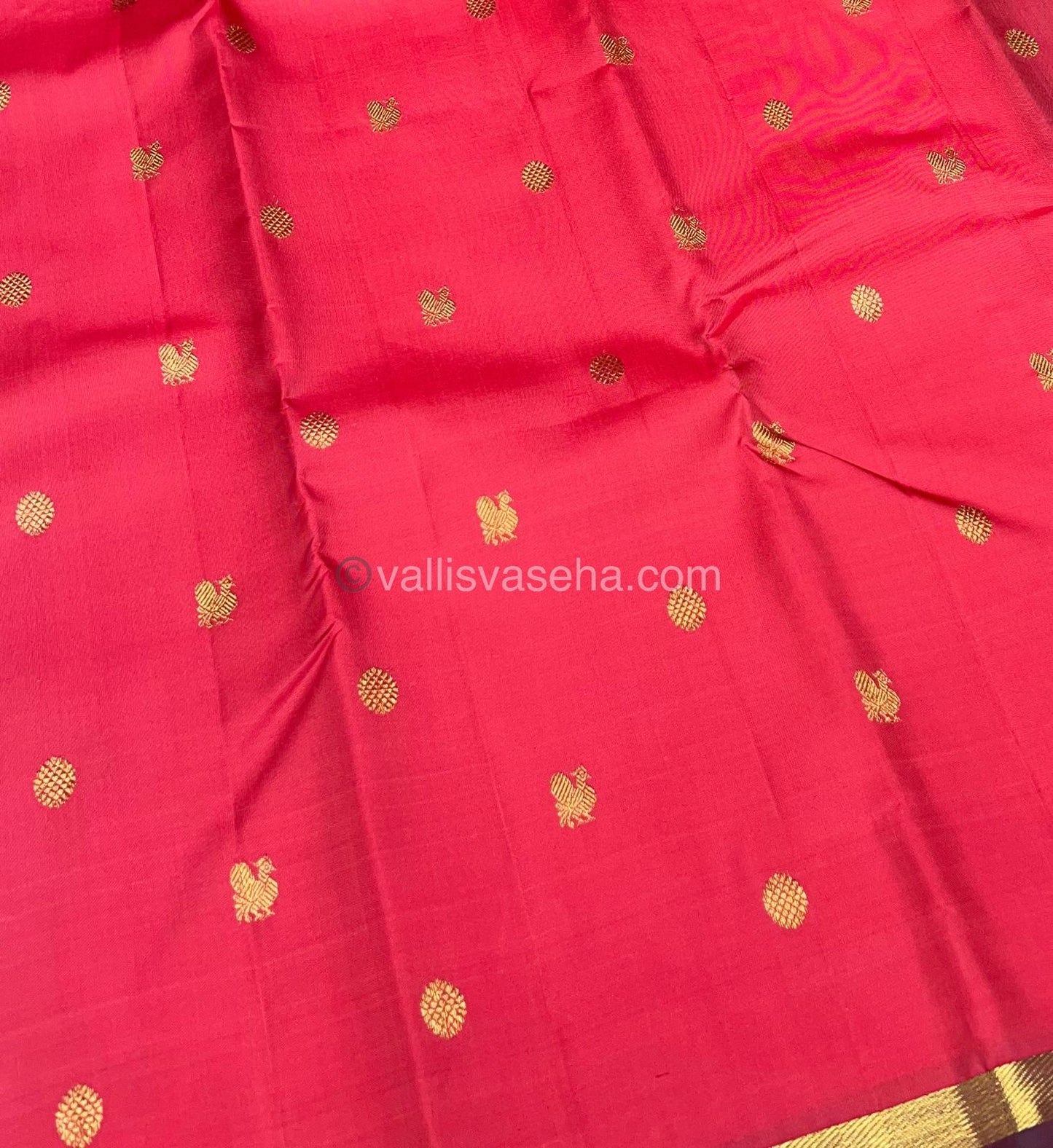 Pure Kanchipuram Silk Saree - Orangish Peach with Green - VVPS005
