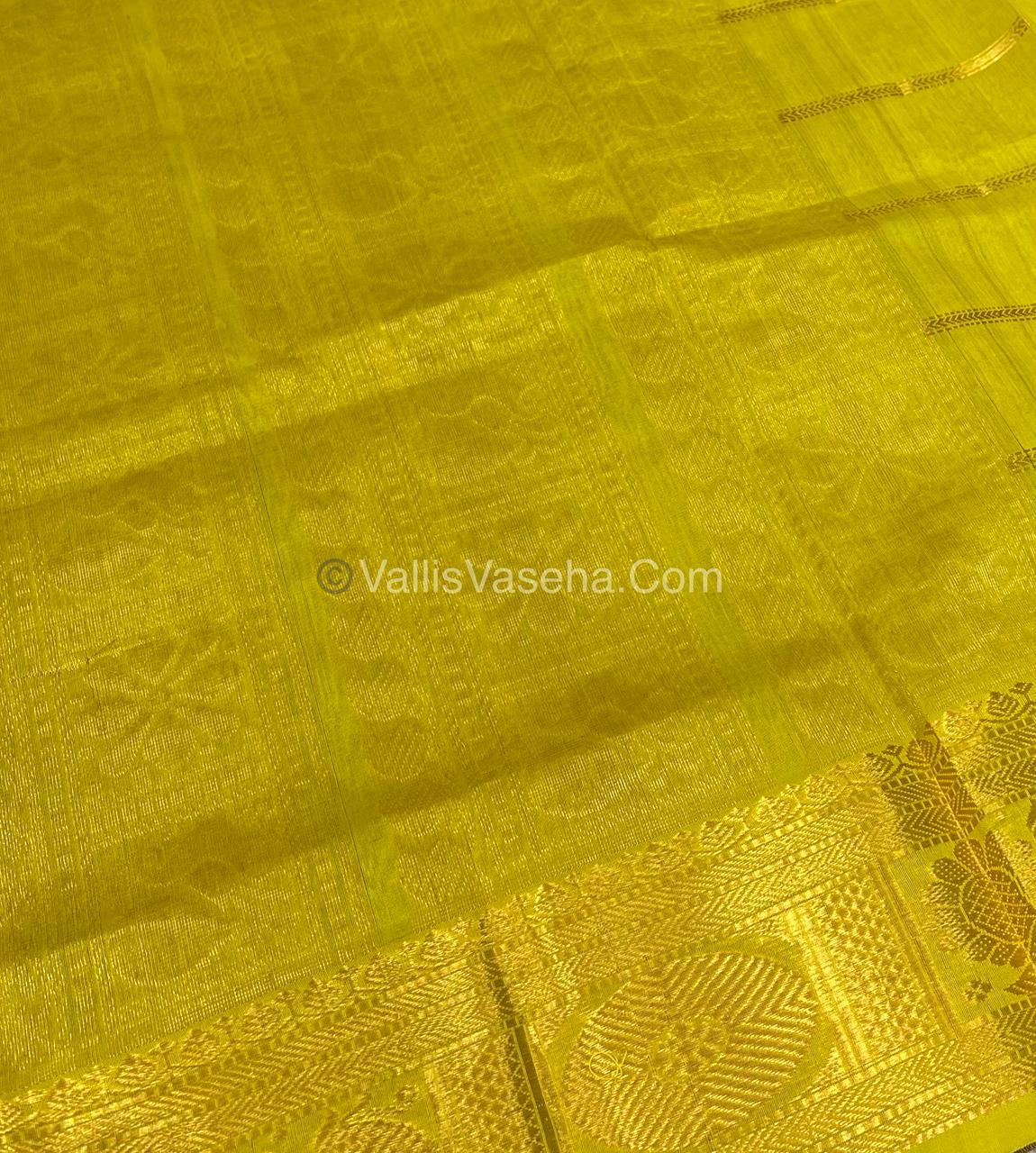 Pure Silk Cotton Saree - Mayil & Chakkaram Design - Meroon With Yellow Combo -VVMC003