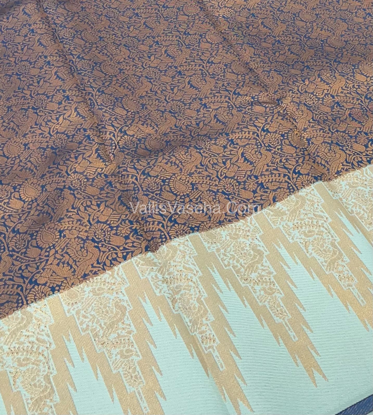 Kanchi Semi Silk - Navy Blue with Blue - VVKSS003