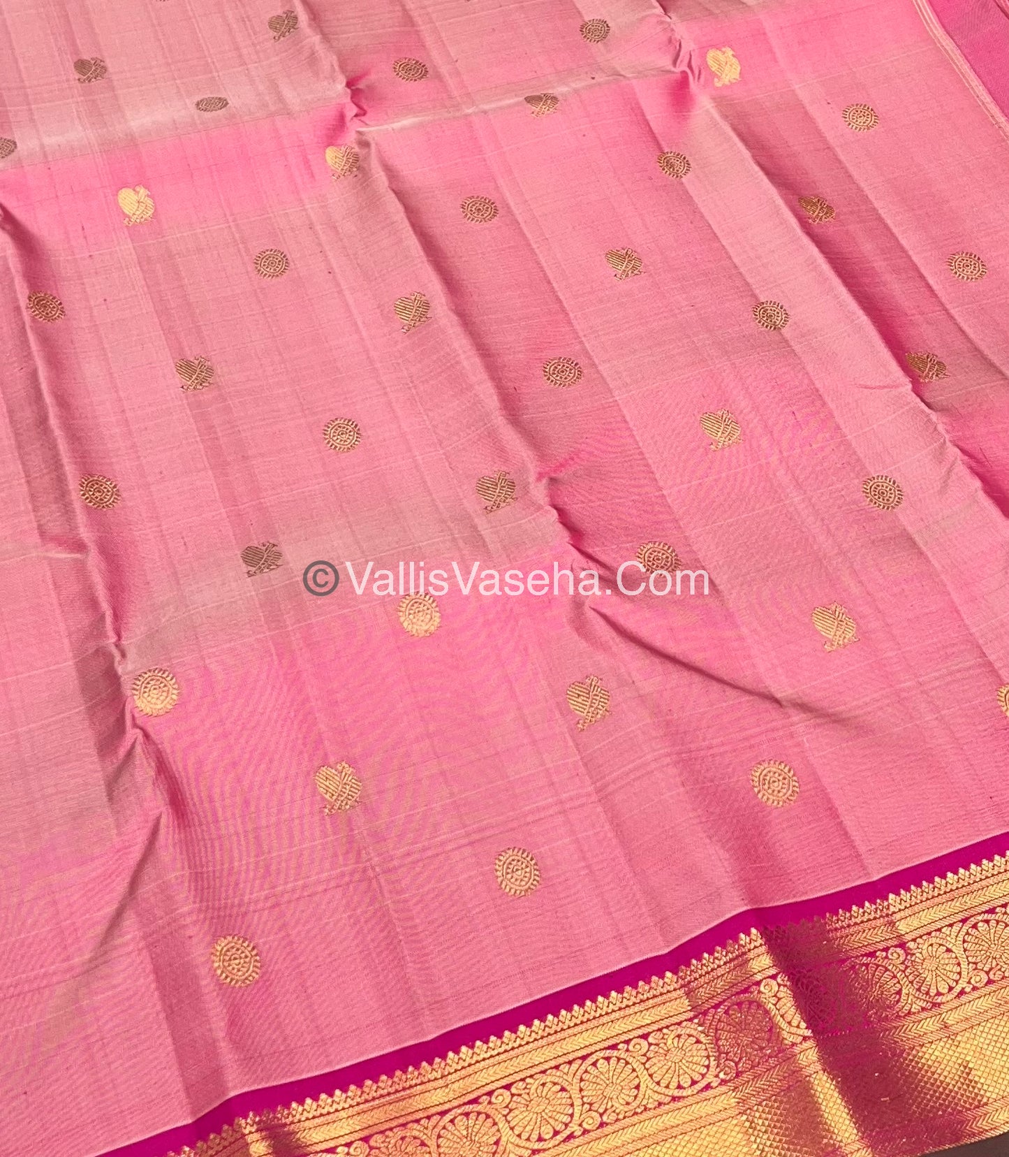 Pure Kanchipuram Silk Saree - Baby pink & Pink Combo - VVPS014