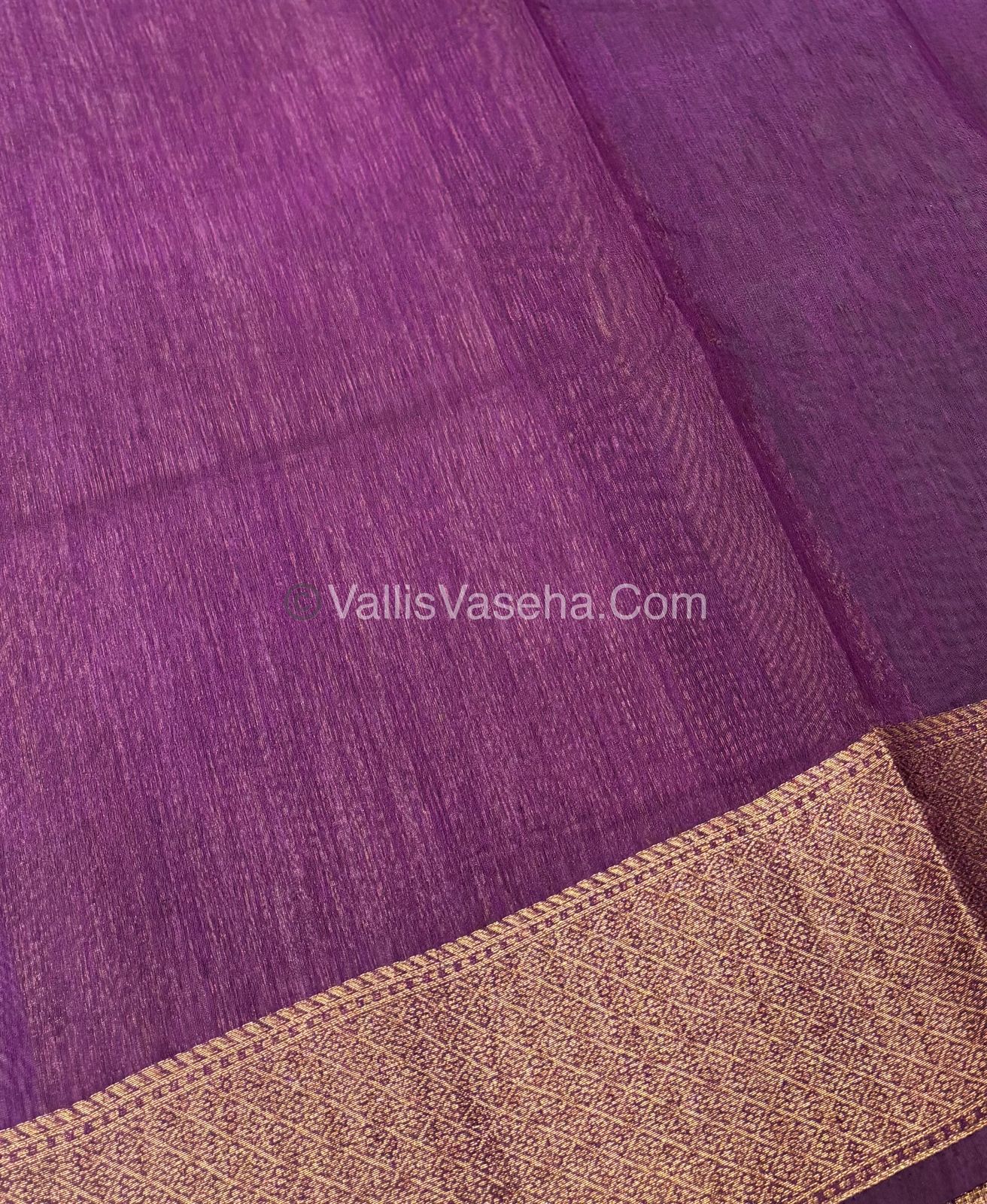 Bamboo Silk Saree - Grey With Purple Shade - VVBSS002