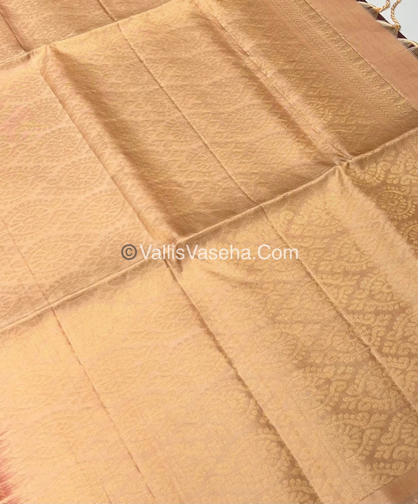Merun with Creamish Light Peach Combo - Pure Soft Silk Saree - VVPSS010