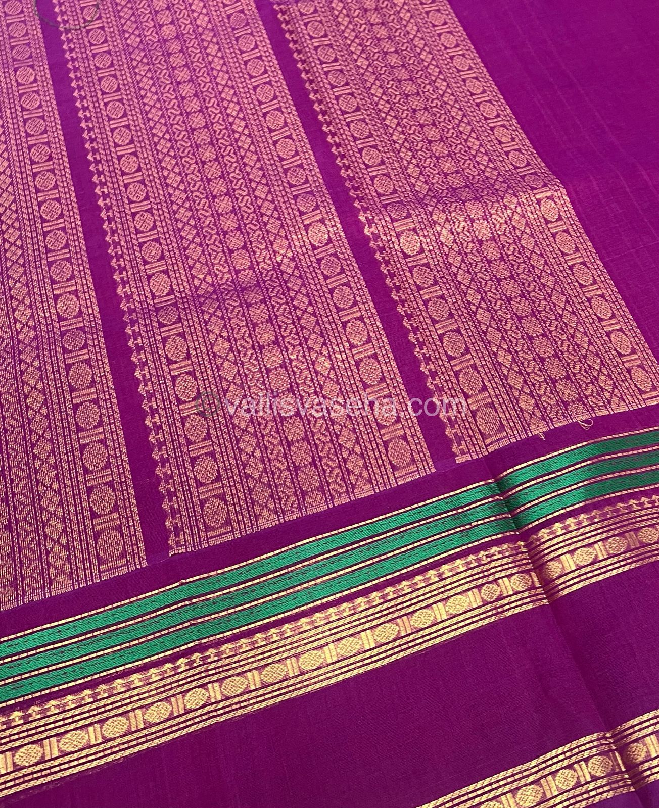 Pure Silk Cotton Saree - Retta Petta Border - Dark Purple Shade - VVPSC001