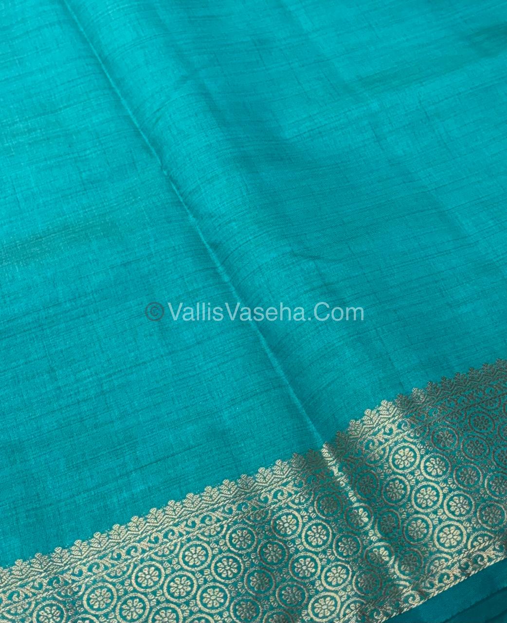 Semi Tussar Silk - Grand Pallu - Blue Shade - VVSTS025