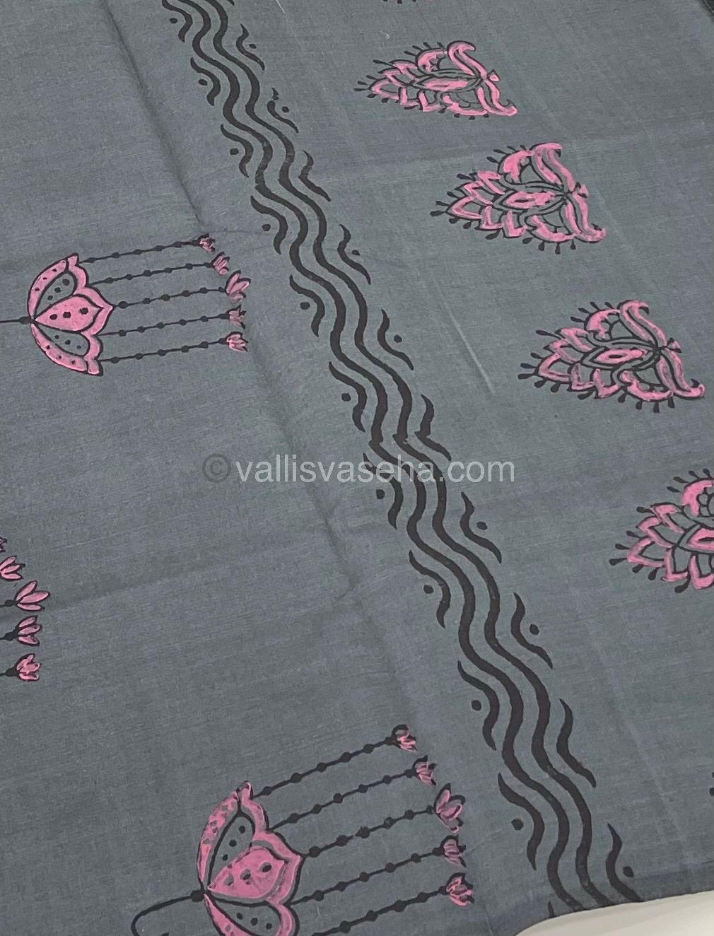 South Mixed Printed Cotton - Grey With Peach - VVPCP002