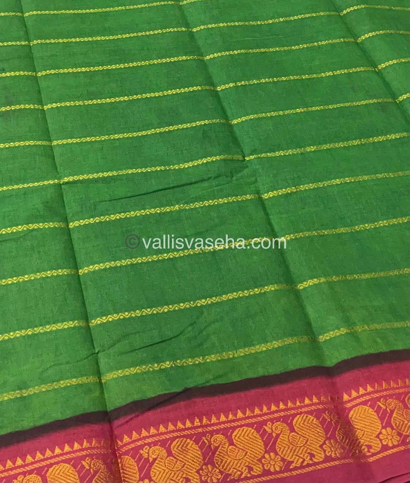 Sungudi Cotton Saree | Velthari Design - Green with Maroon Shade - VVSCV001