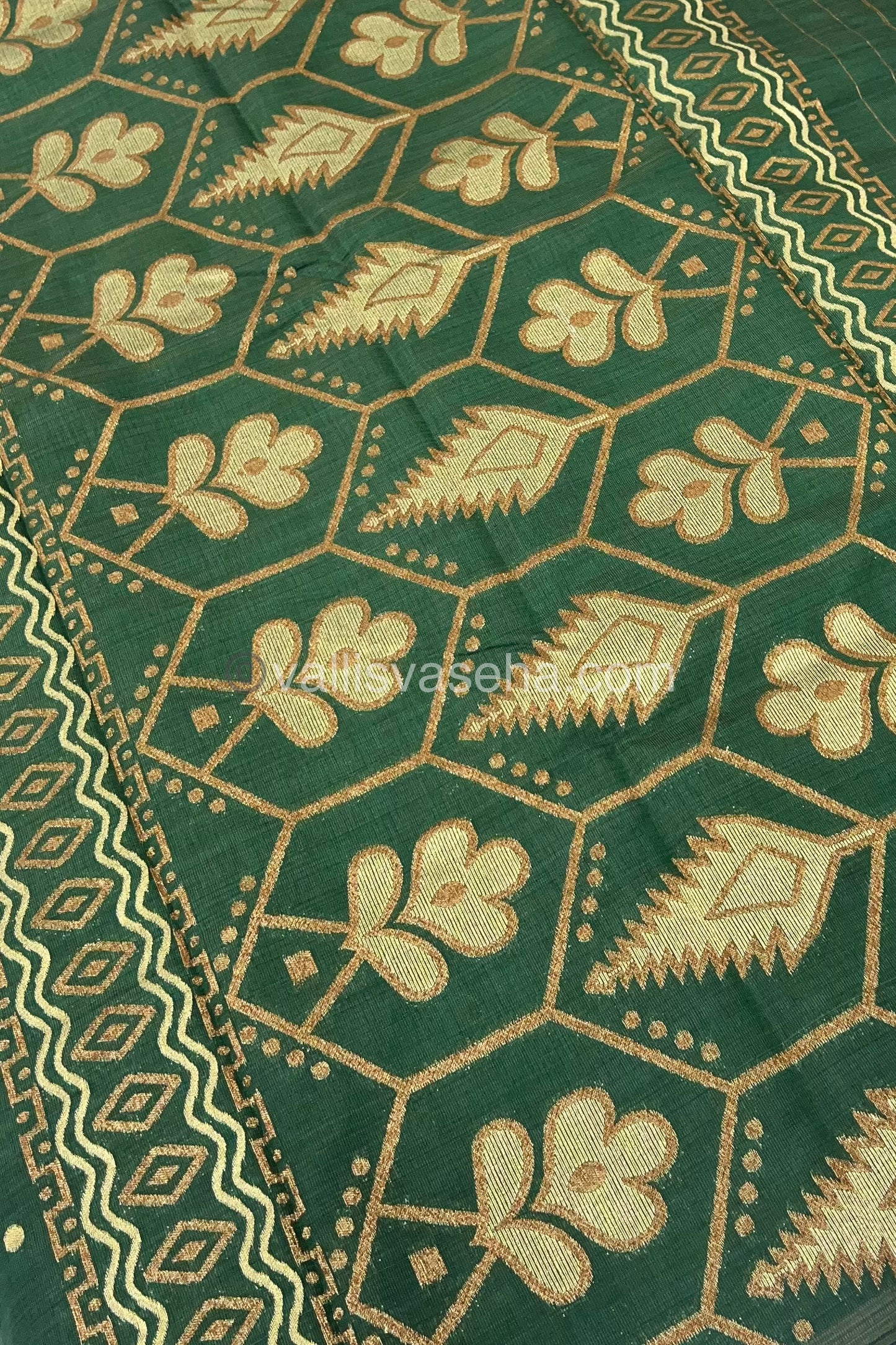 Cherry Tussar - Semi Tussar Silk - Dark Green Shade - VVSTS009