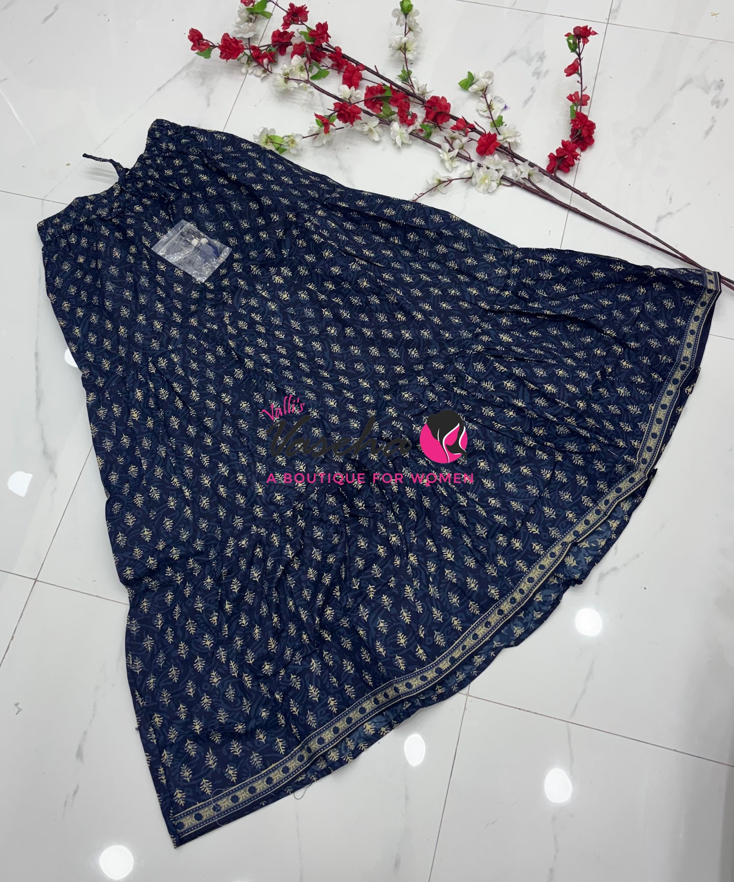Skirts - Indigo Blue shade - Free Size ( Fit Upto XL Size) - VVPS001