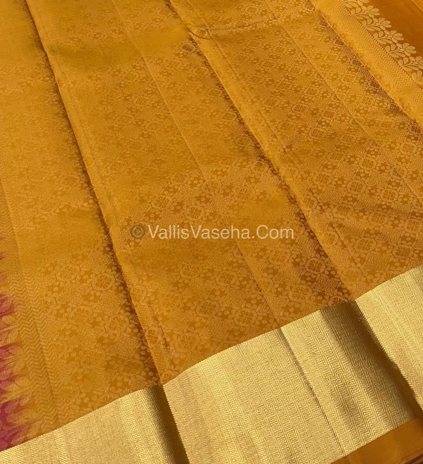 Pure Soft Silk Saree - Pink & Mustard Yellow Combo - VVPSS036