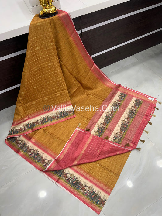Semi Chanderi Saree - checks pattern - VVSCS004