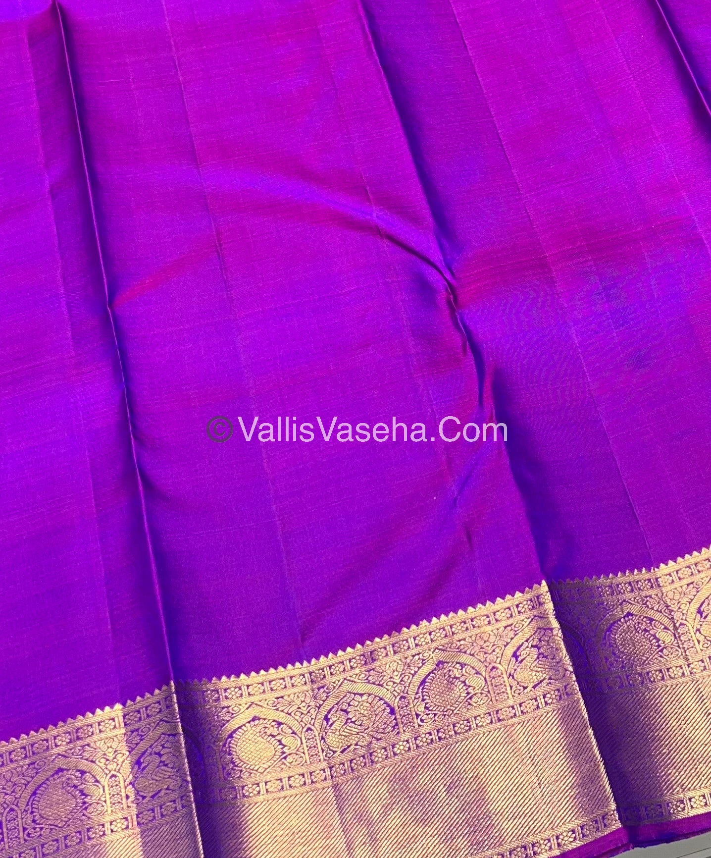 Pure Kanchipuram Silk Saree - Double Tone Bluish Green & Purplish Pink Combo - VVPS014