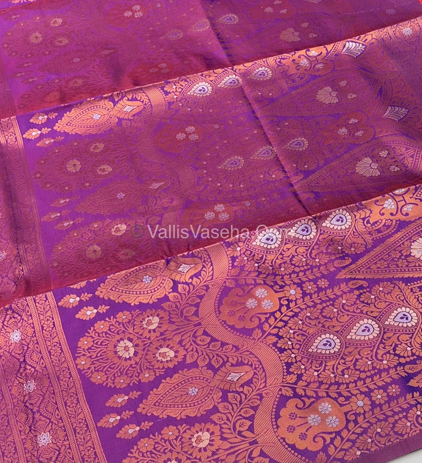 Semi Soft Silk - Border Butta - Purple Shade -VVSSS010