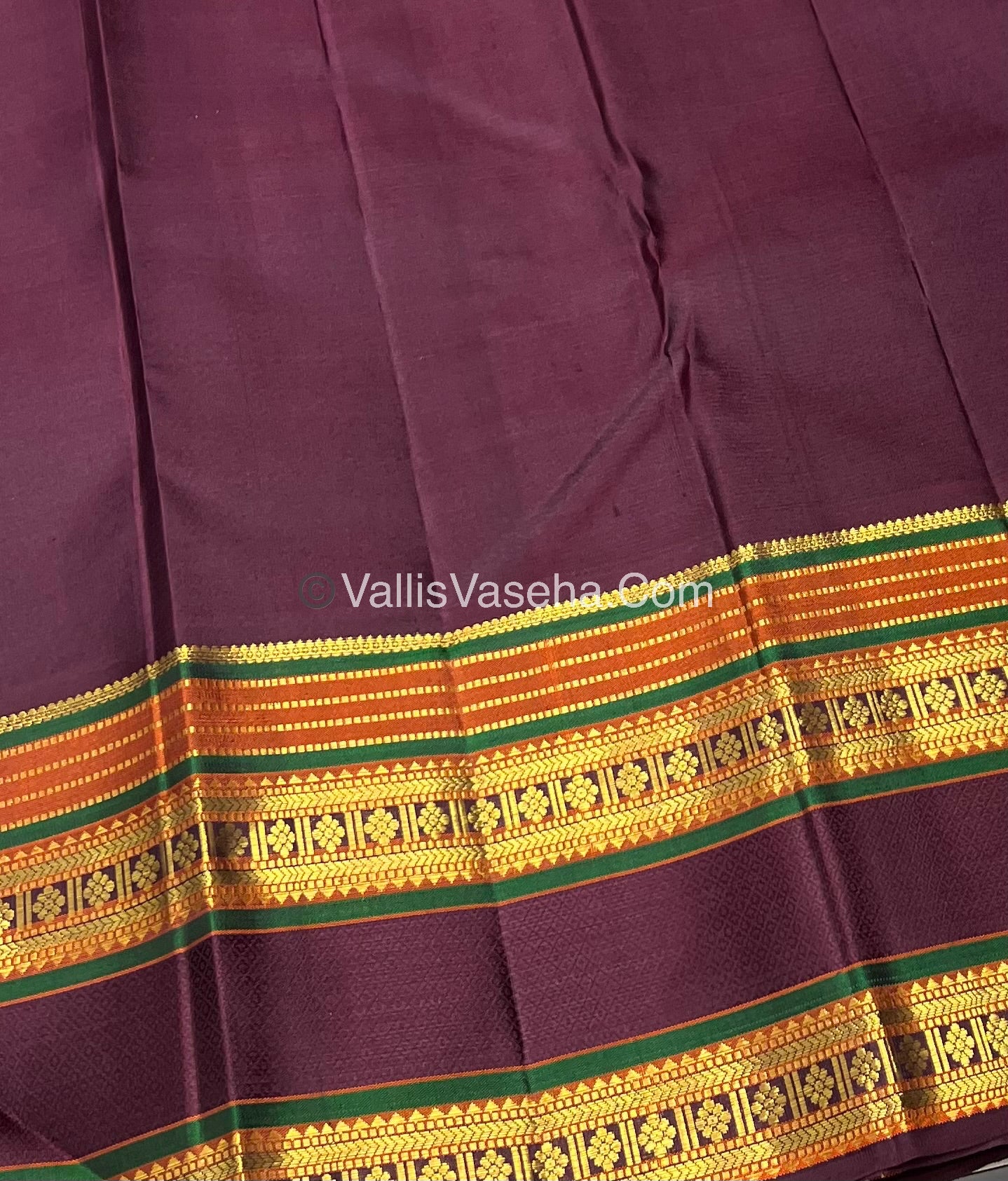 Pure Vintage Korvai Kanchipuram Silk Saree - Grey & Wine Brown Combo - VVPS022