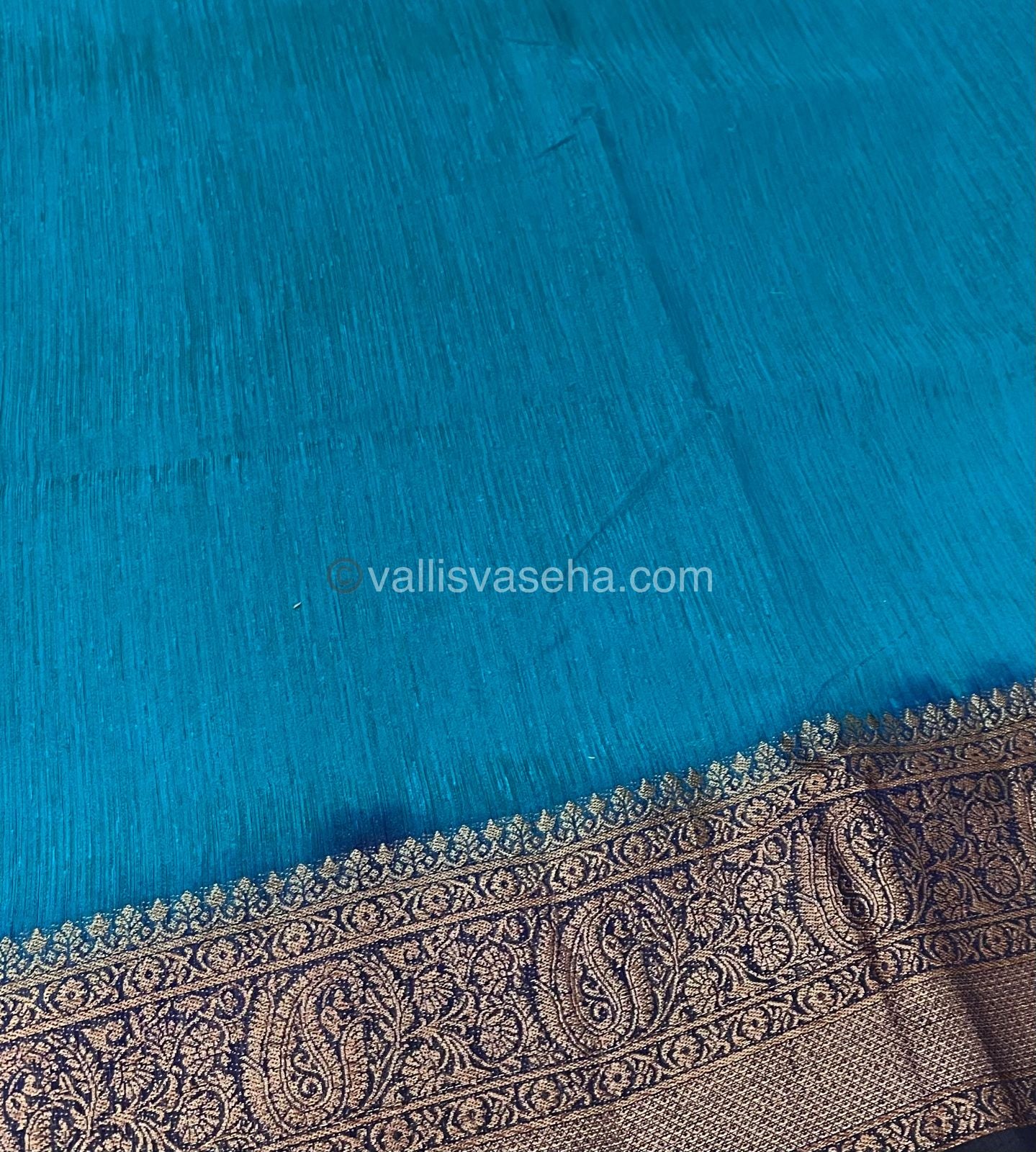 Bamboo Silk Saree - Blue with Navy Blue Shade - VVBSS001